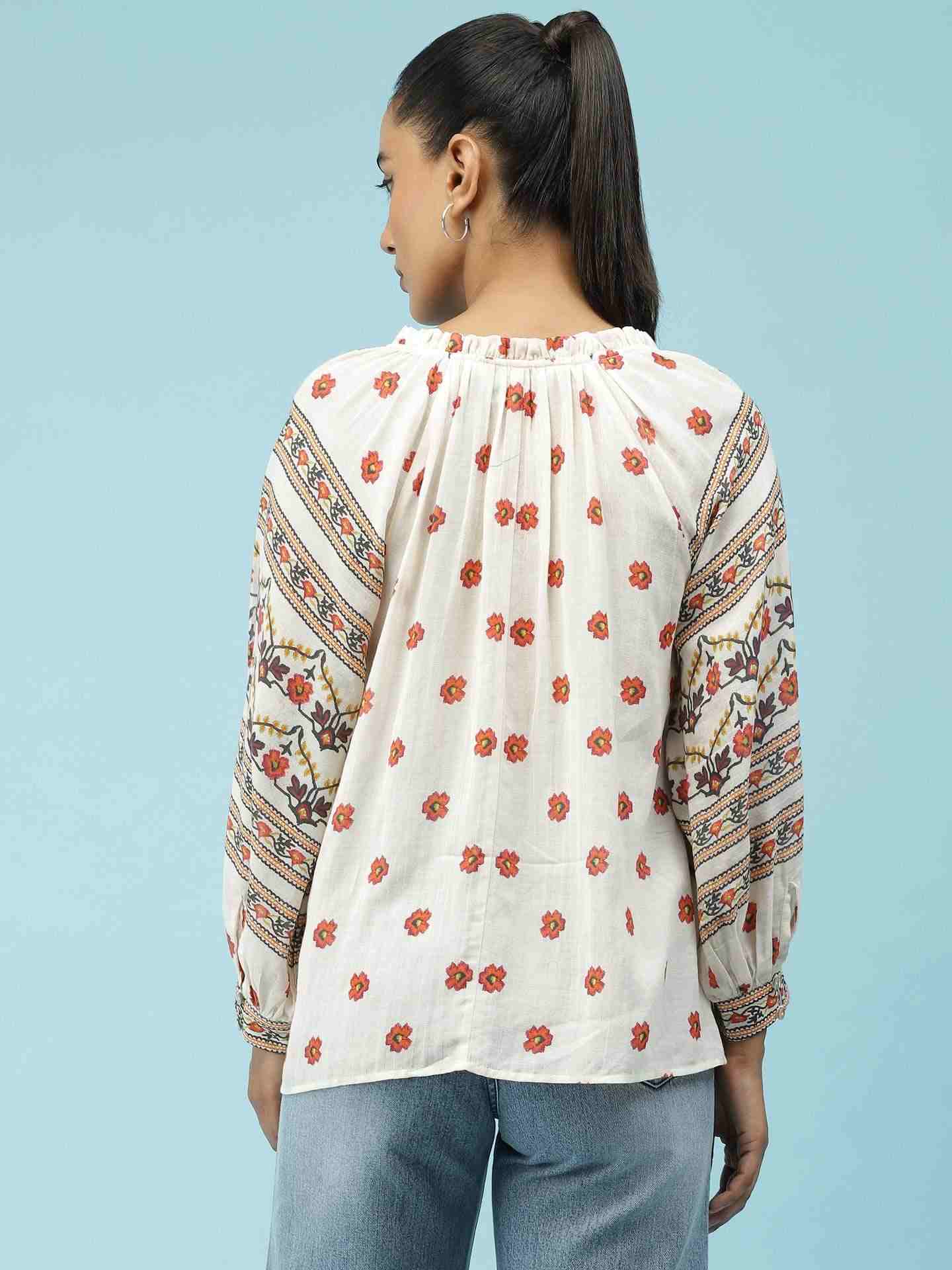 Ecru Arielle Peasant Top
