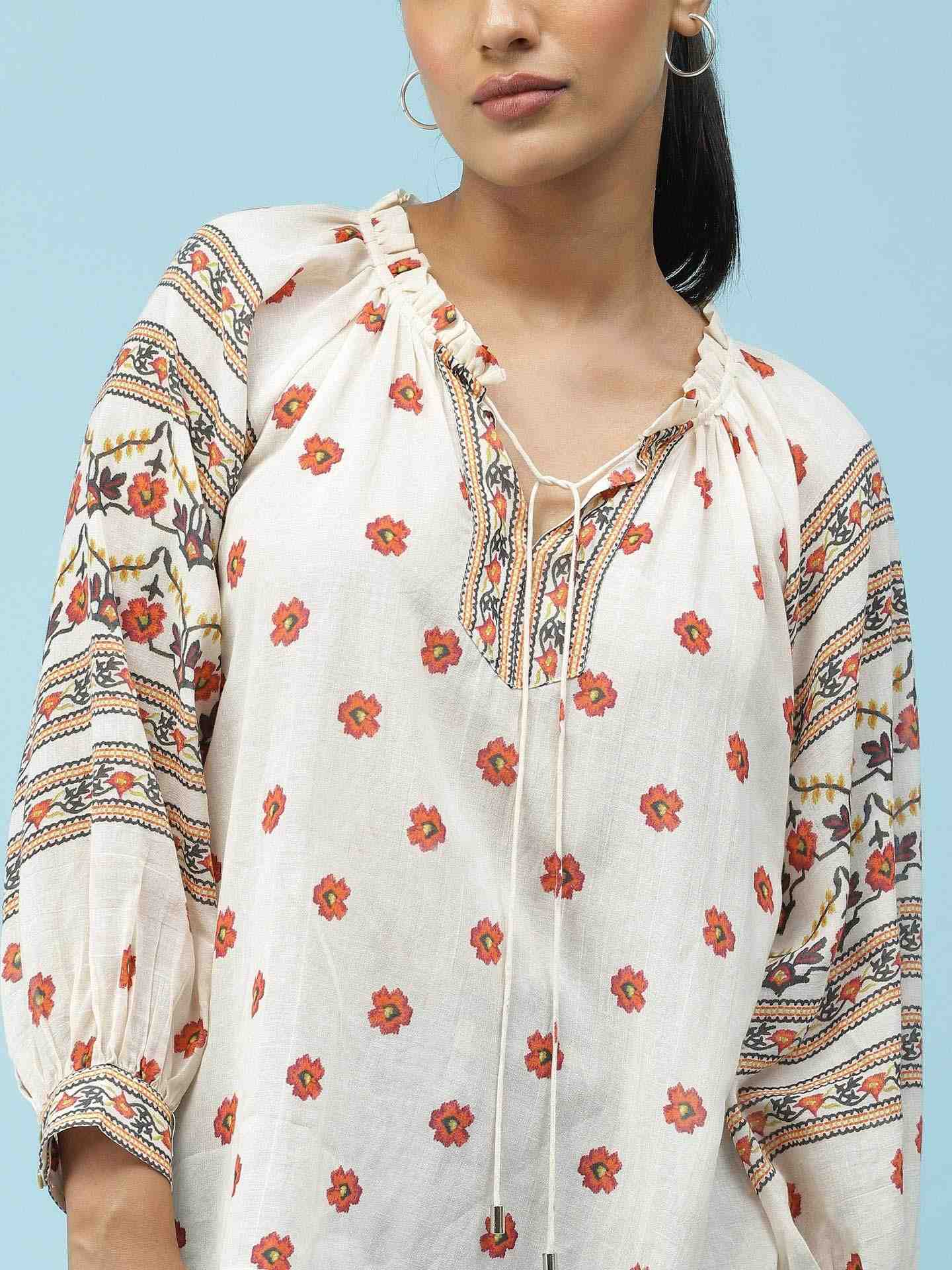 Ecru Arielle Peasant Top