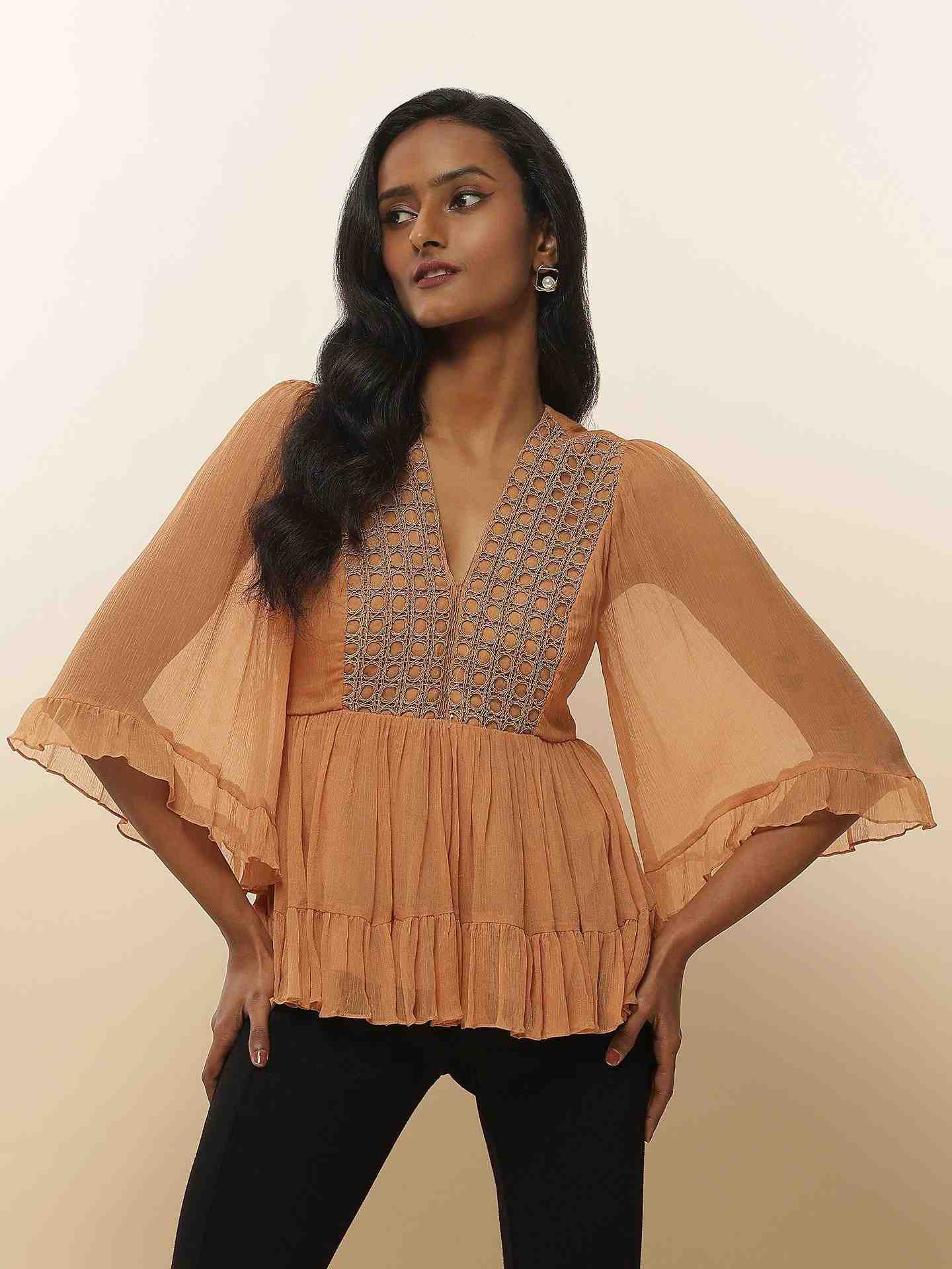 Beige Alora Kaftan Top