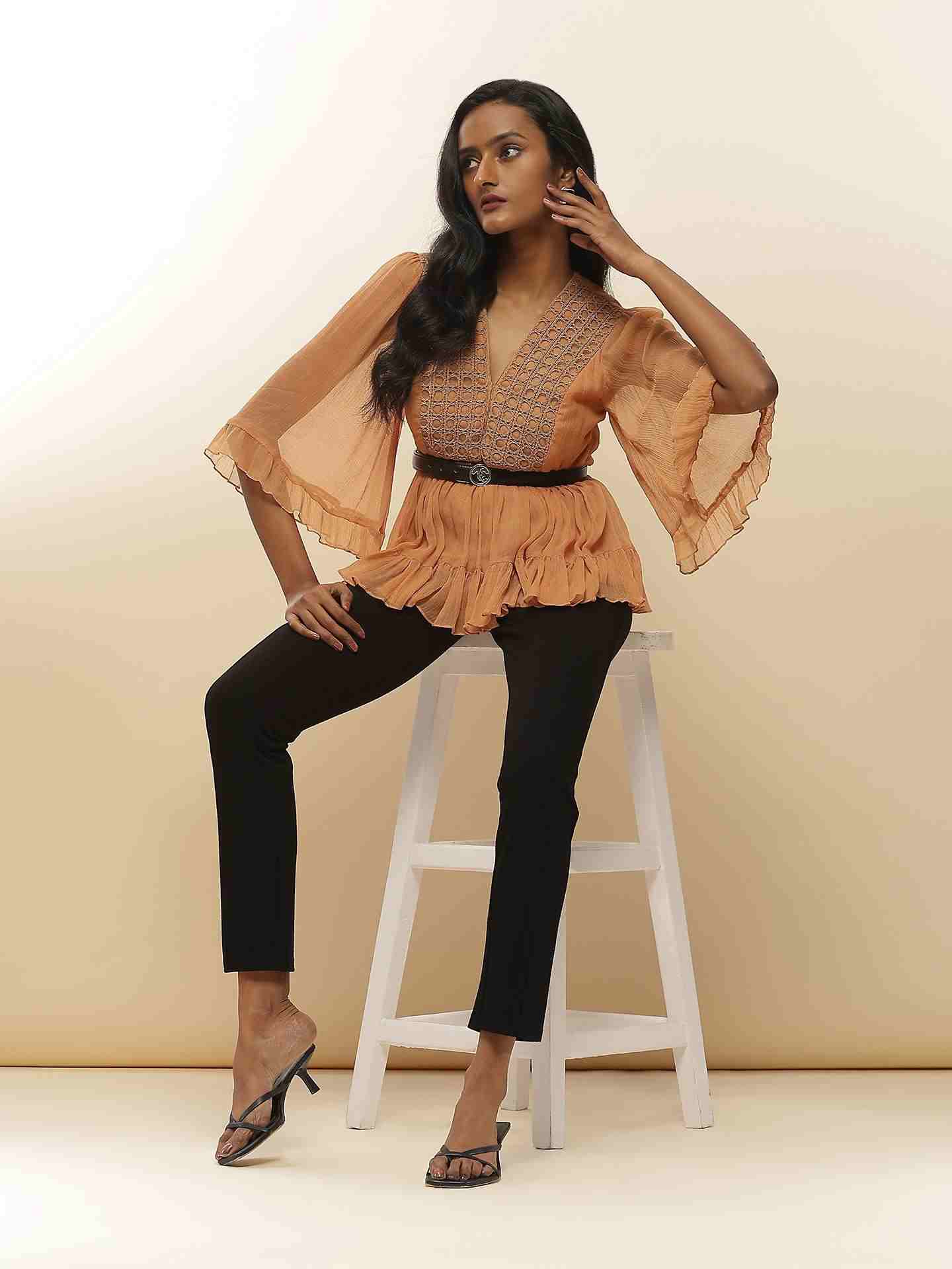 Beige Alora Kaftan Top