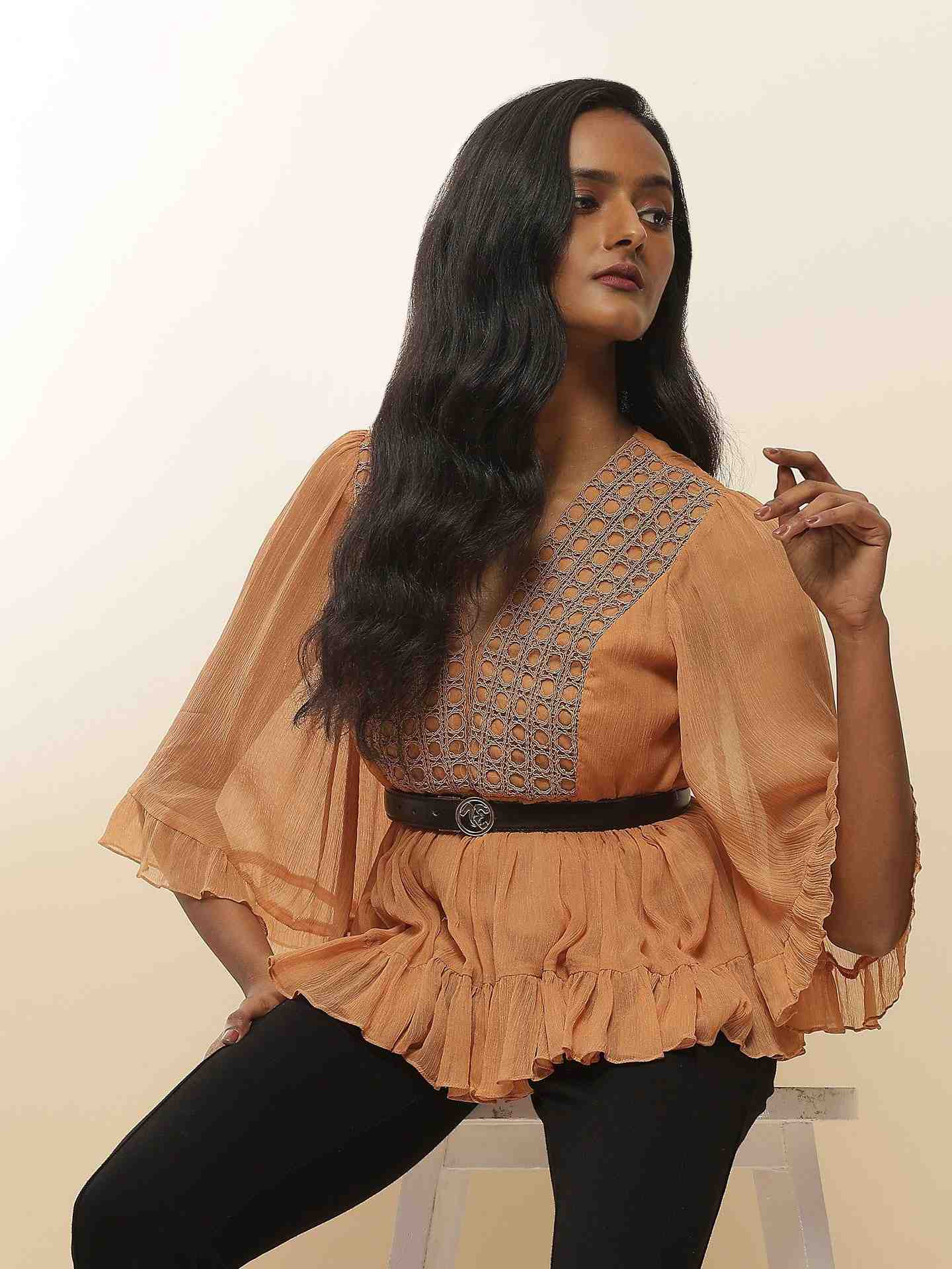 Beige Alora Kaftan Top