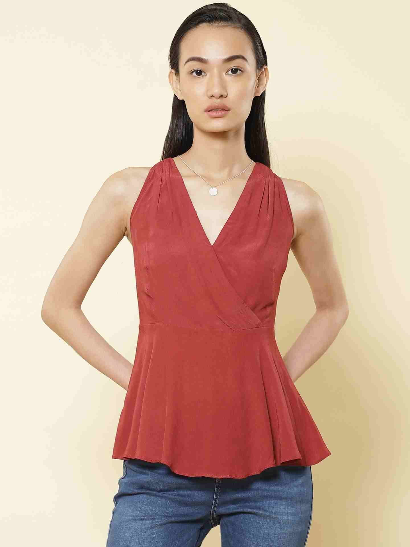 Maroon Fashion Flair Top