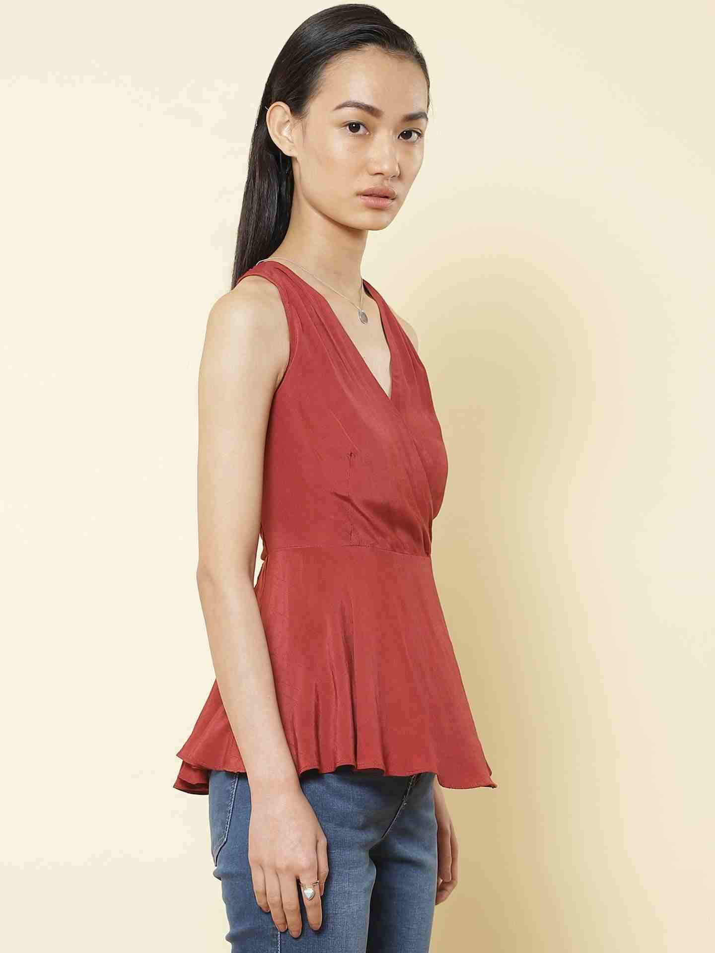 Maroon Fashion Flair Top