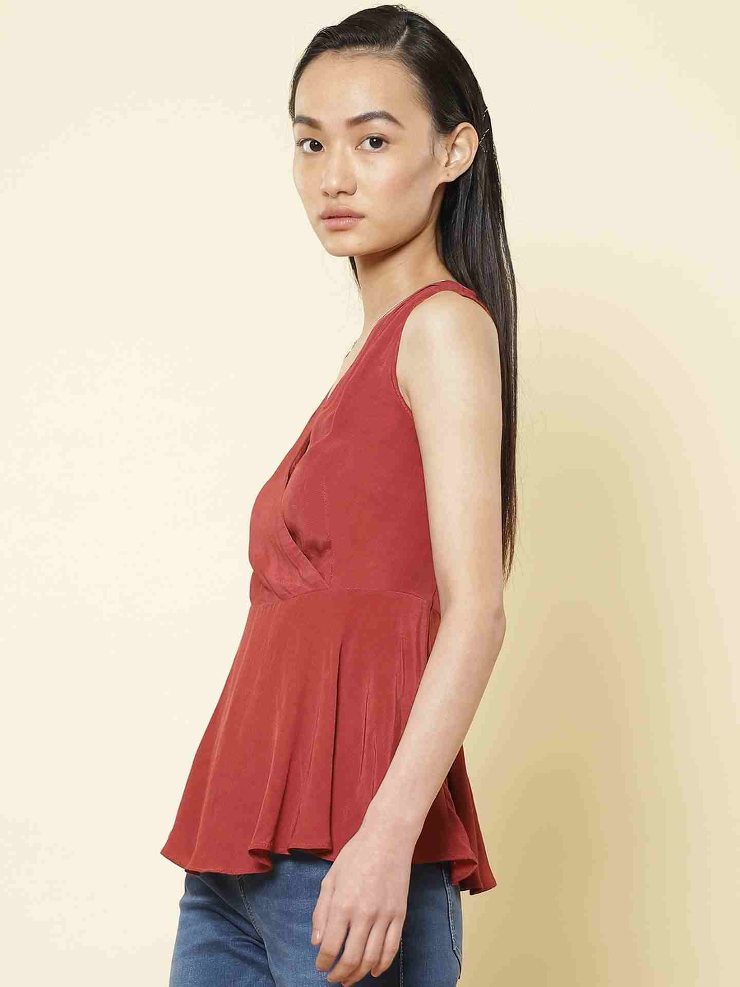 Maroon Fashion Flair Top