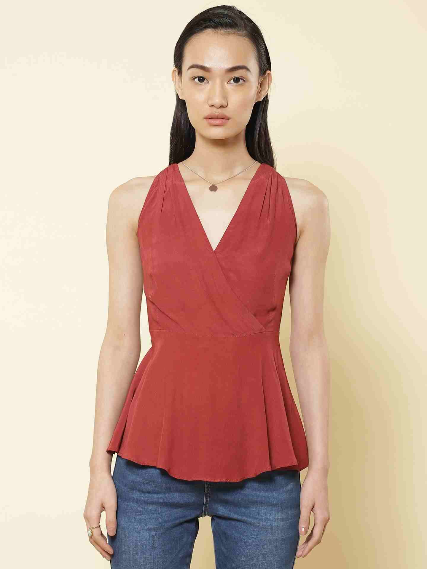 Maroon Fashion Flair Top