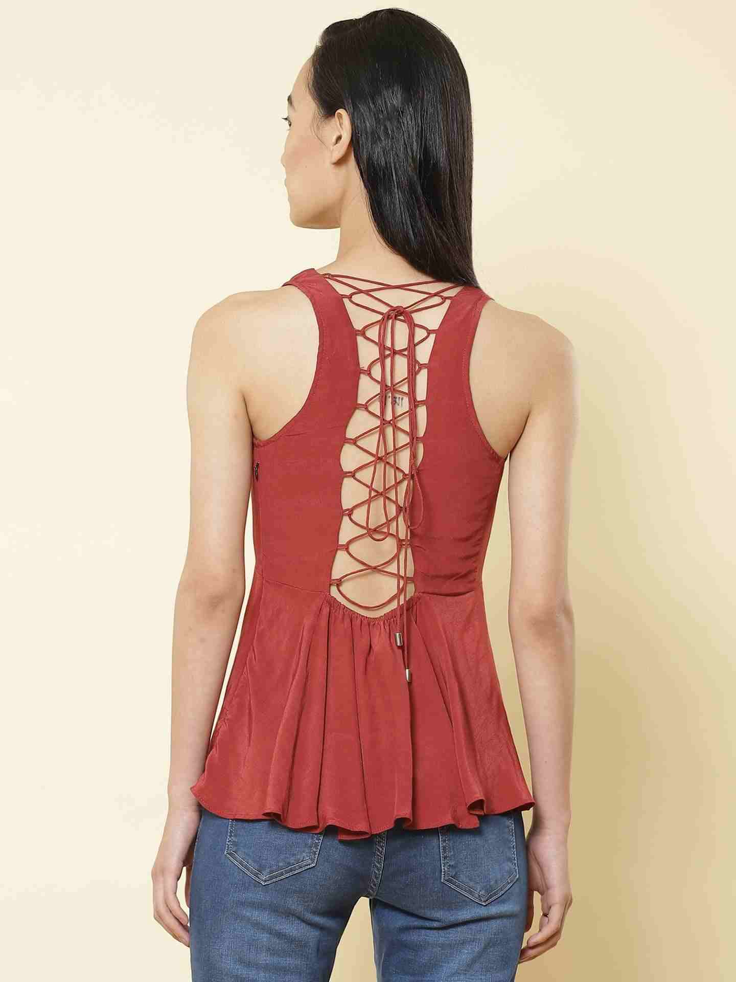 Maroon Fashion Flair Top