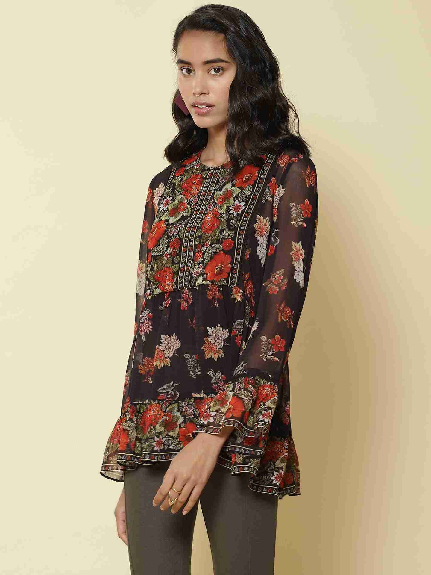 Black Florence Peasant Top