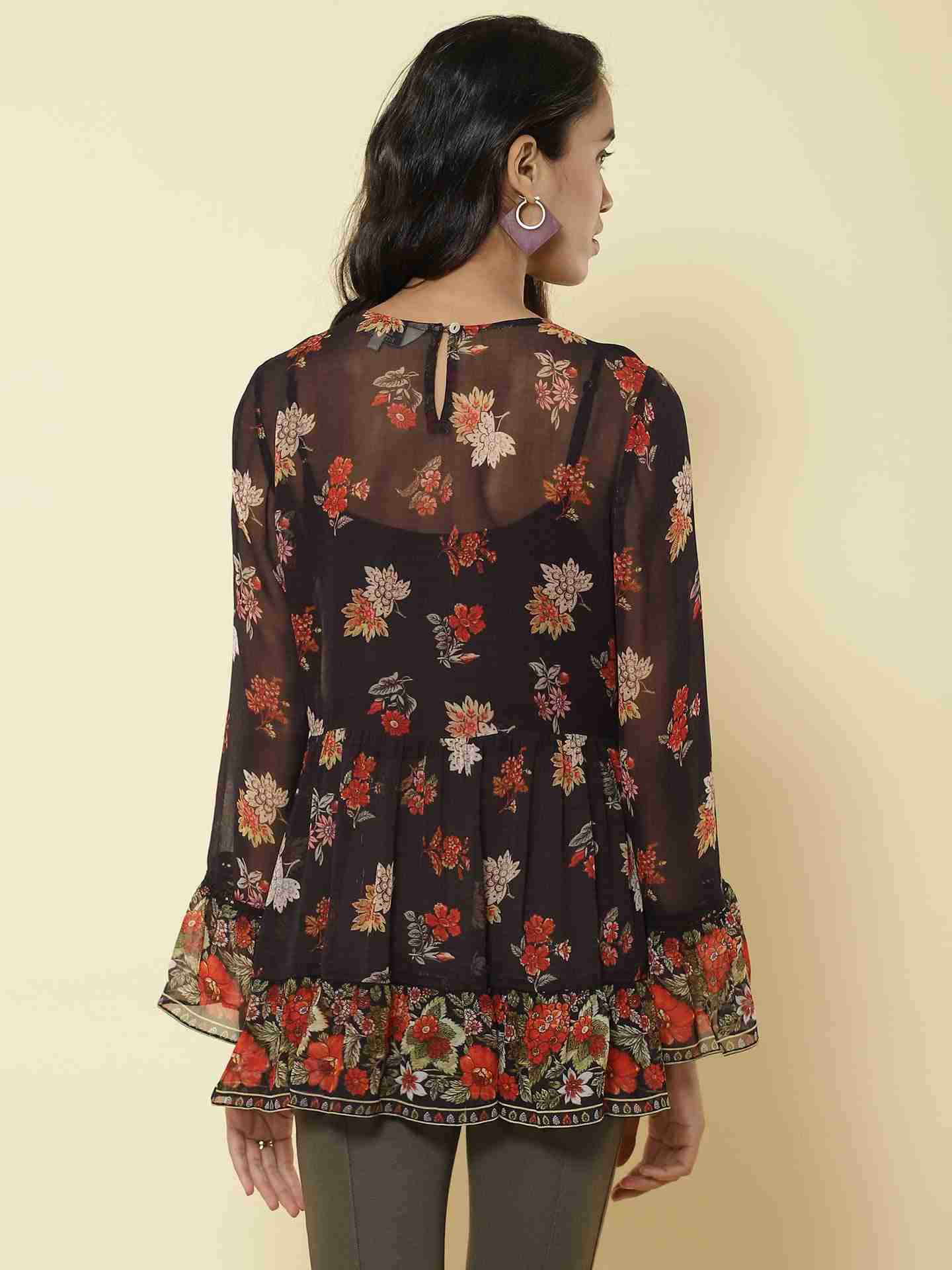 Black Florence Peasant Top