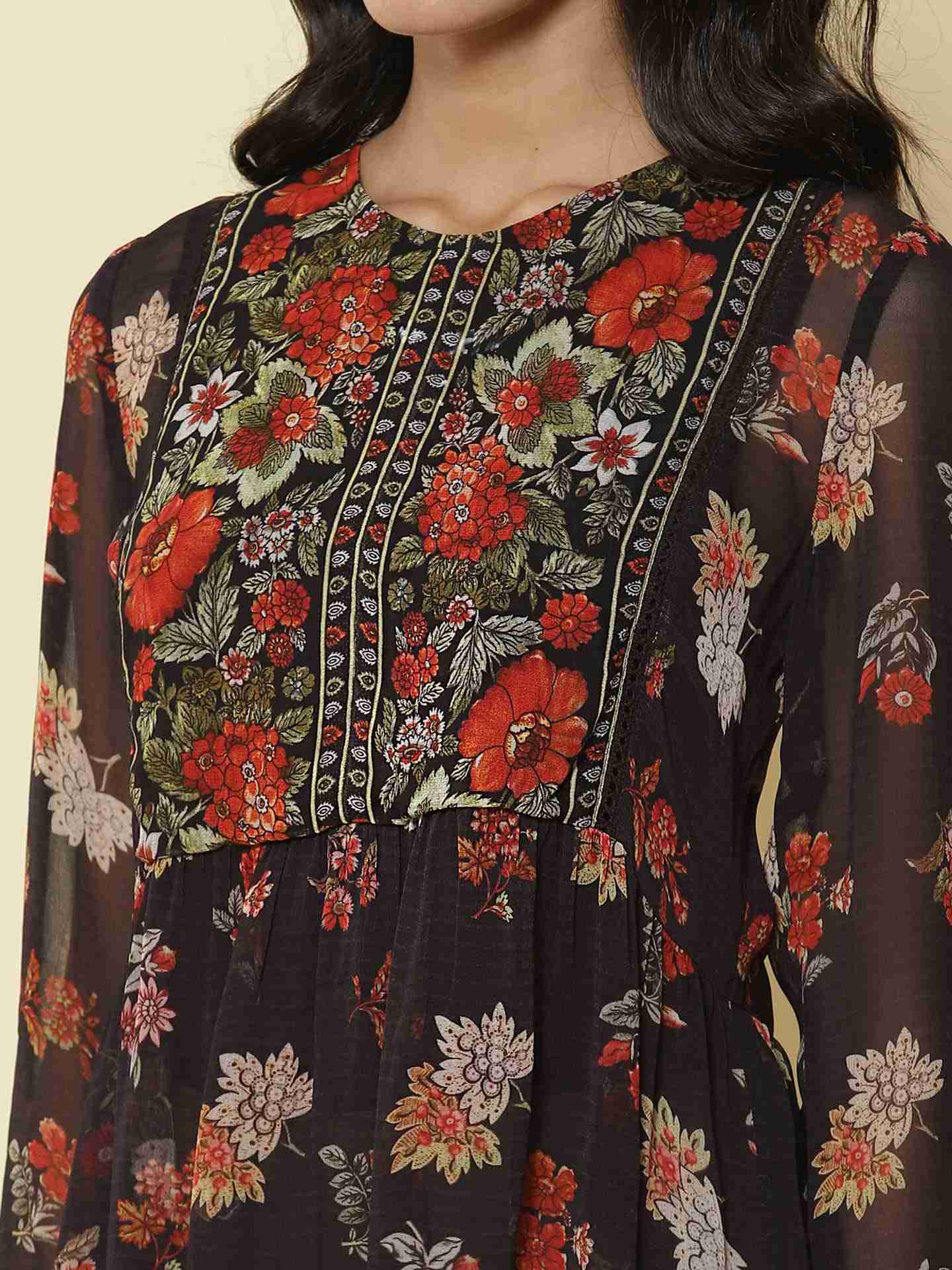Black Florence Peasant Top