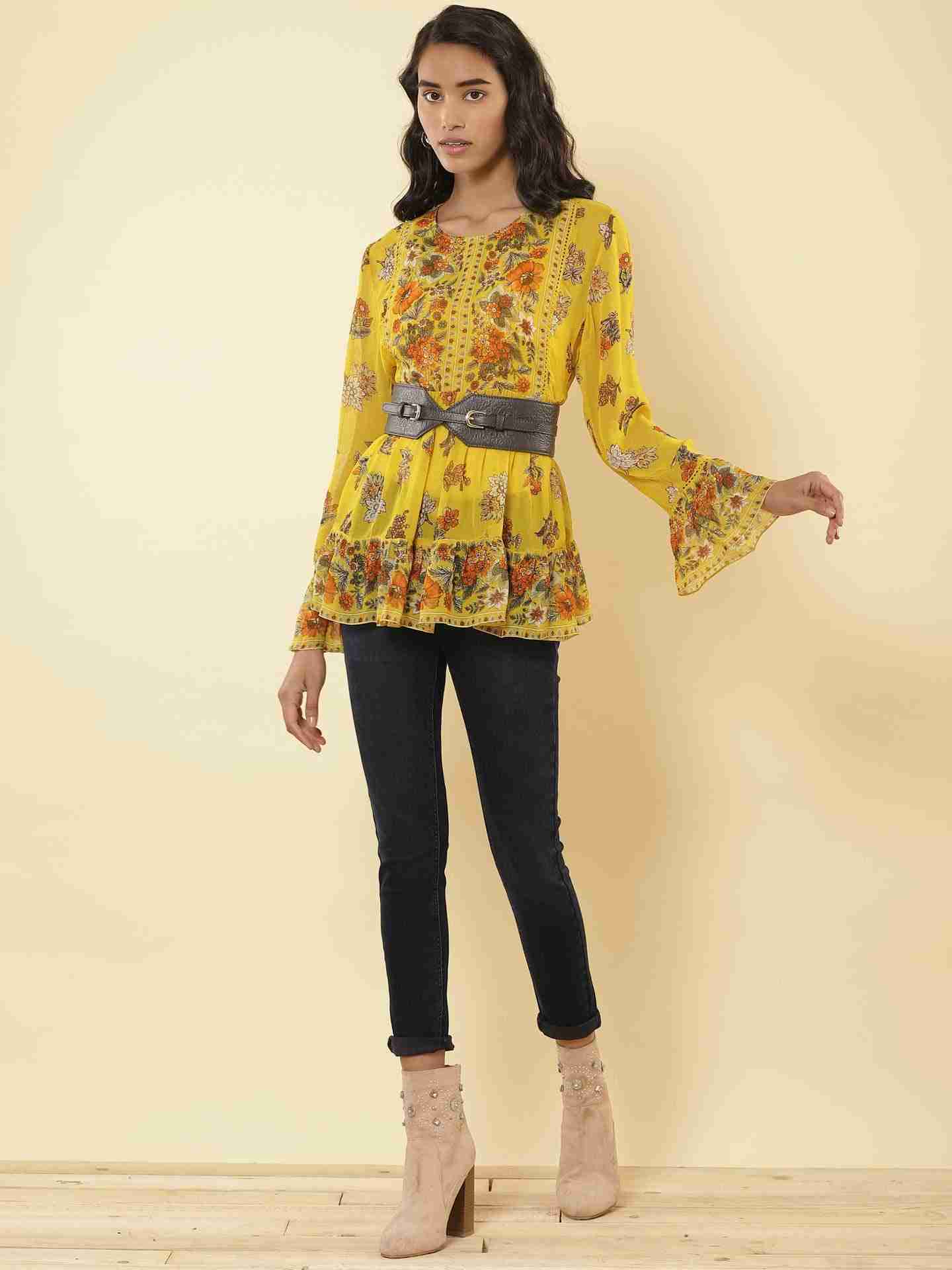 Mustard Florence Peasant Top