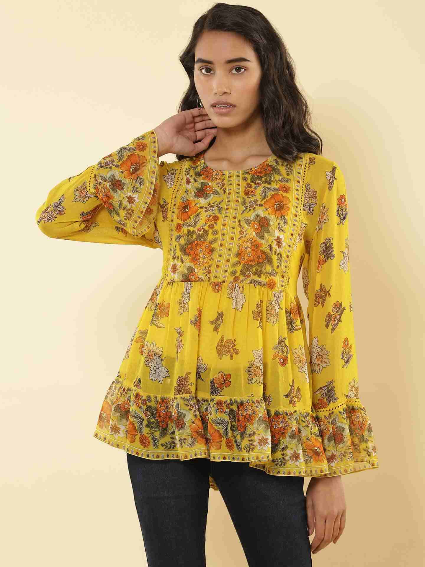 Mustard Florence Peasant Top