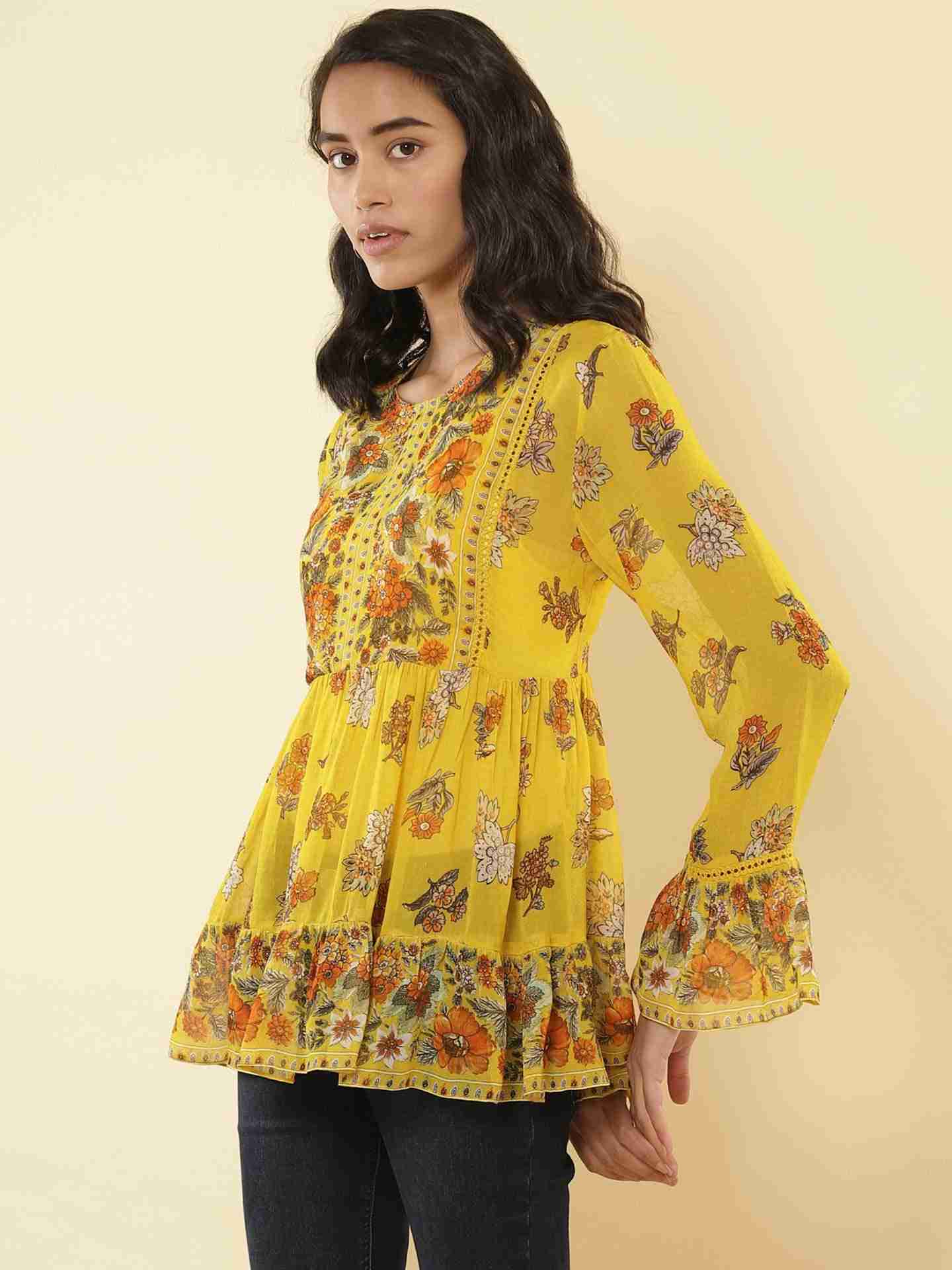 Mustard Florence Peasant Top