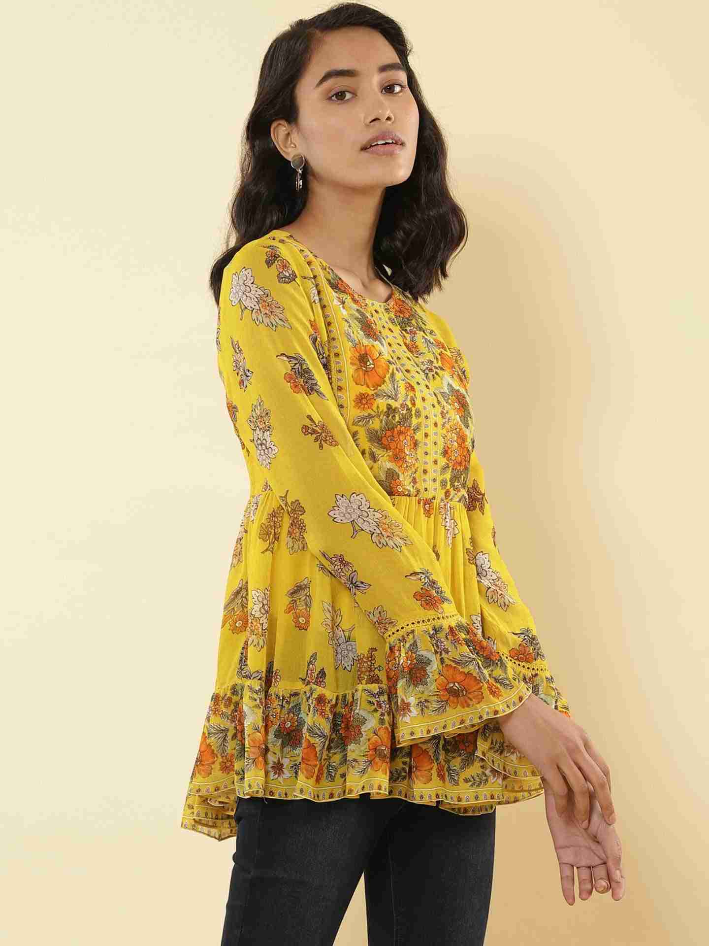 Mustard Florence Peasant Top
