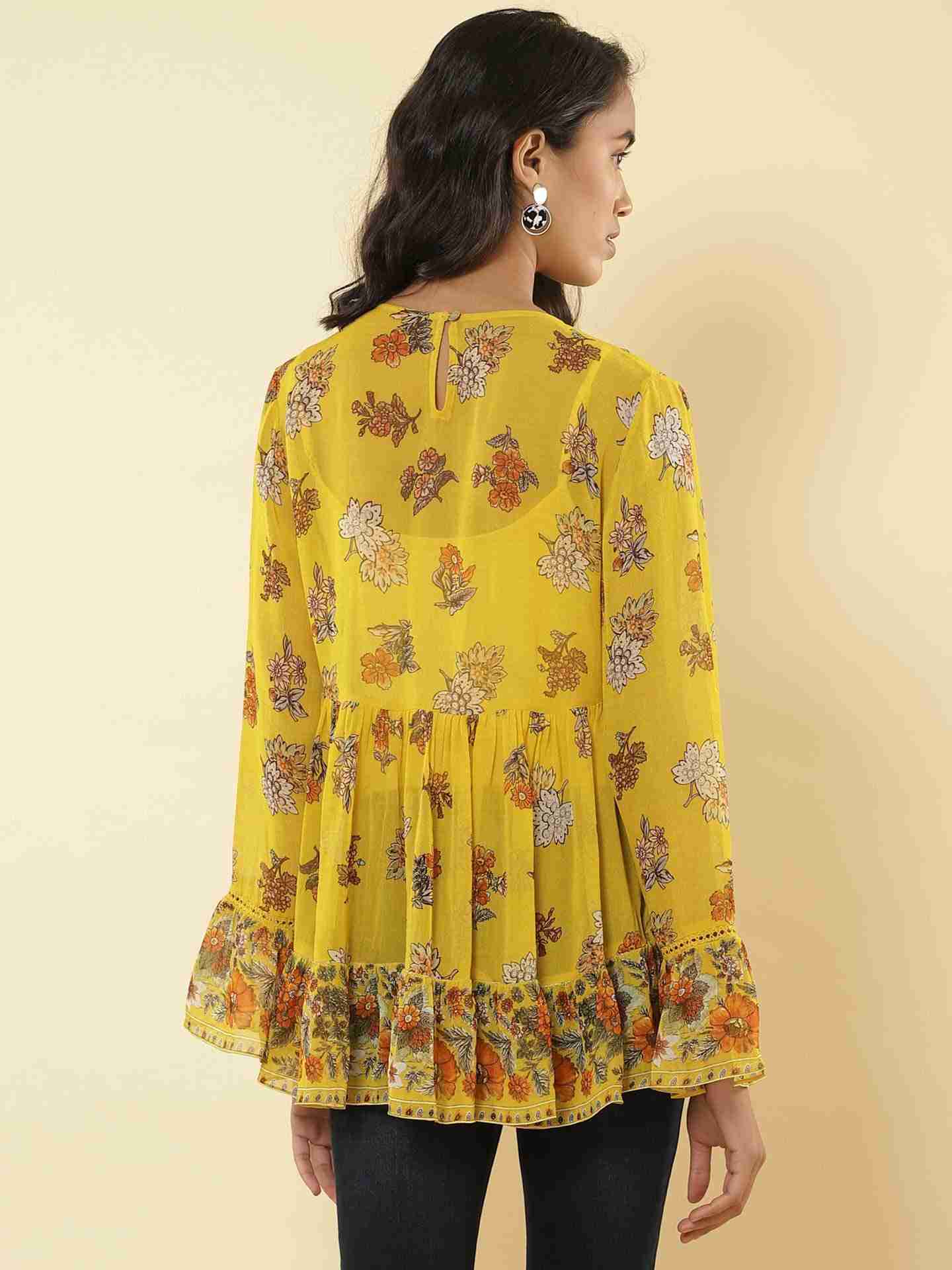 Mustard Florence Peasant Top