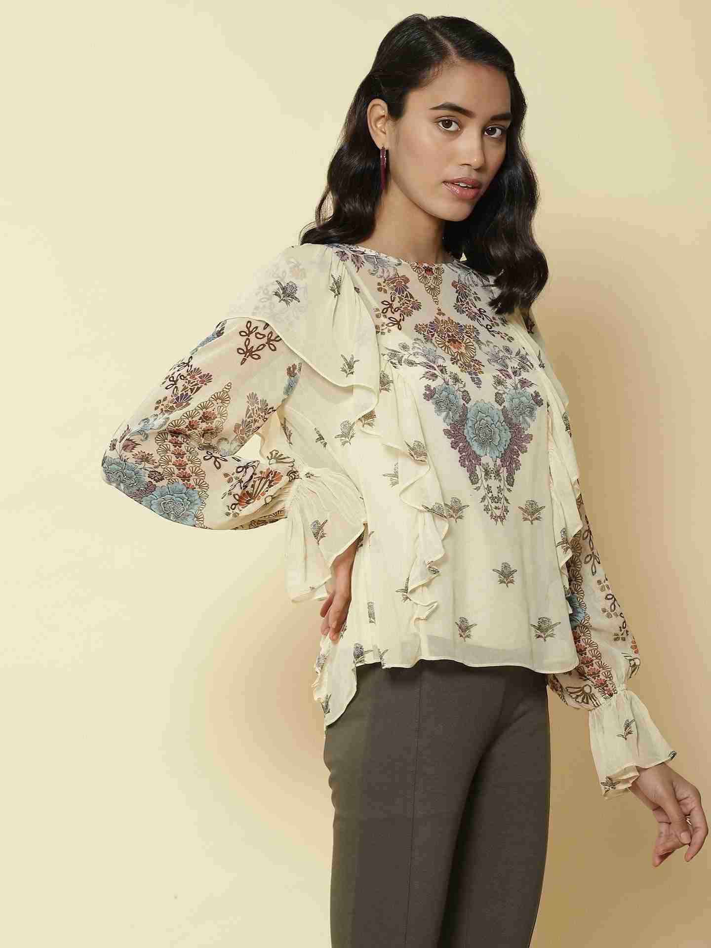 Ecru Vierra Peasant Top