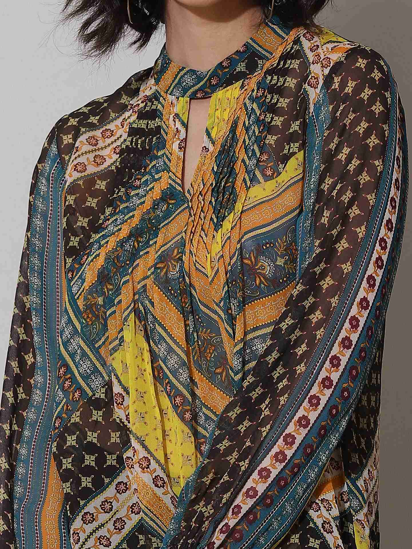 Teal Tribal Patch Top