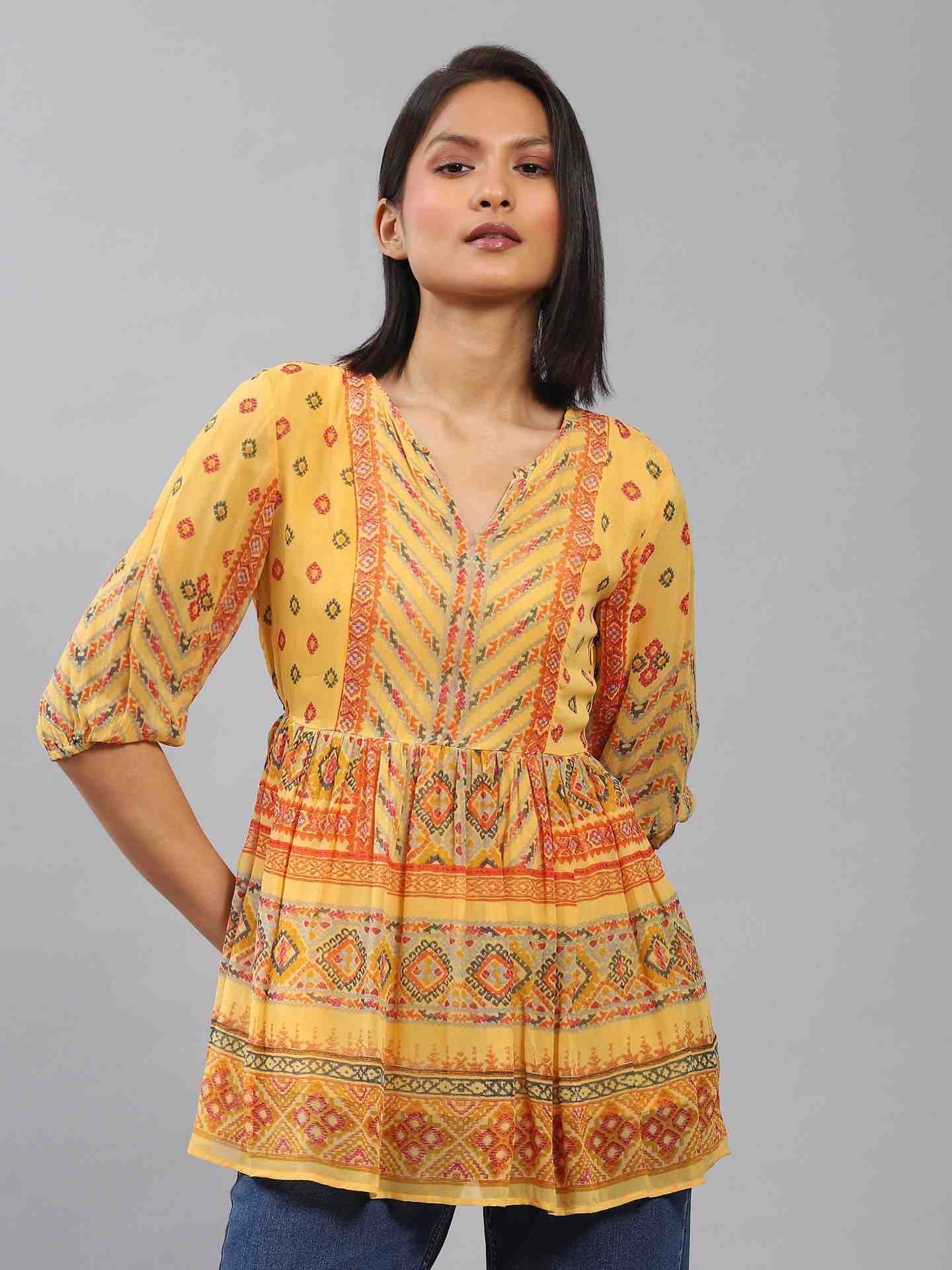 Yellow Kutch Print Top