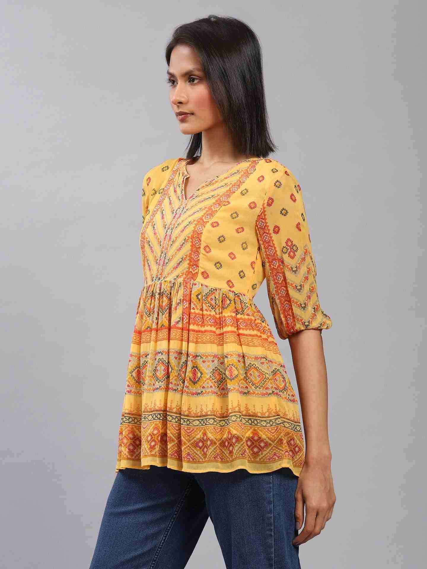 Yellow Kutch Print Top