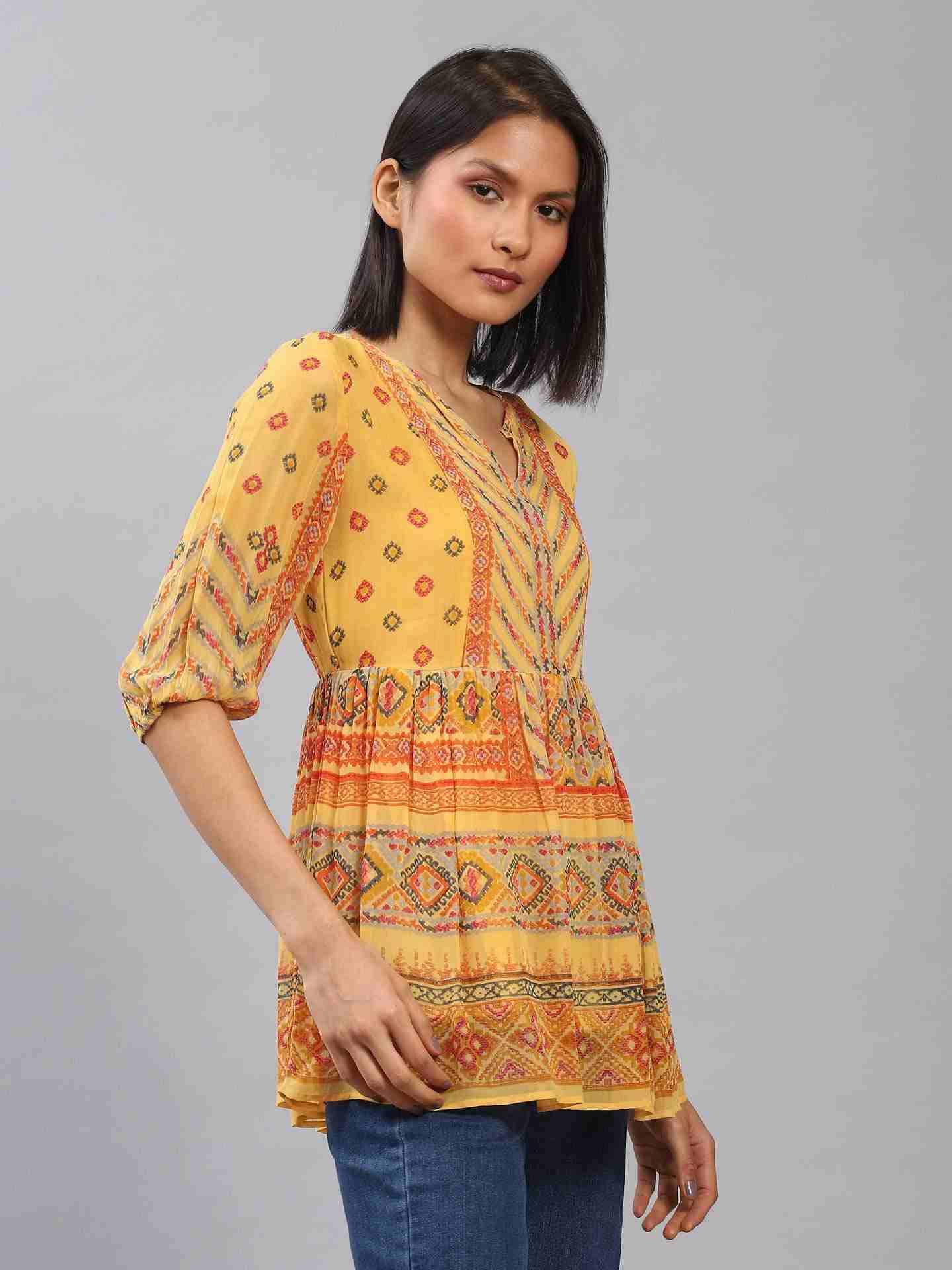 Yellow Kutch Print Top