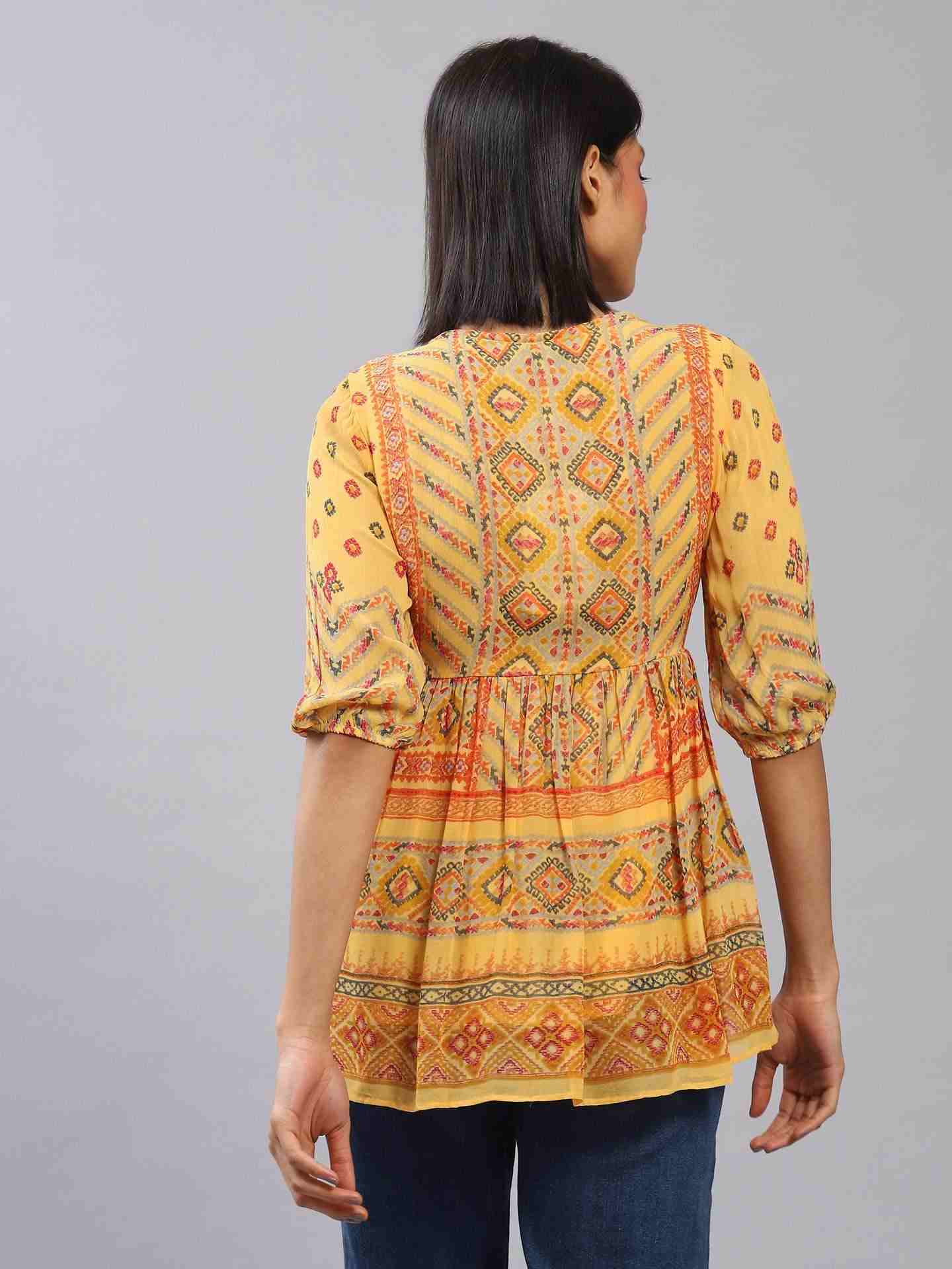 Yellow Kutch Print Top