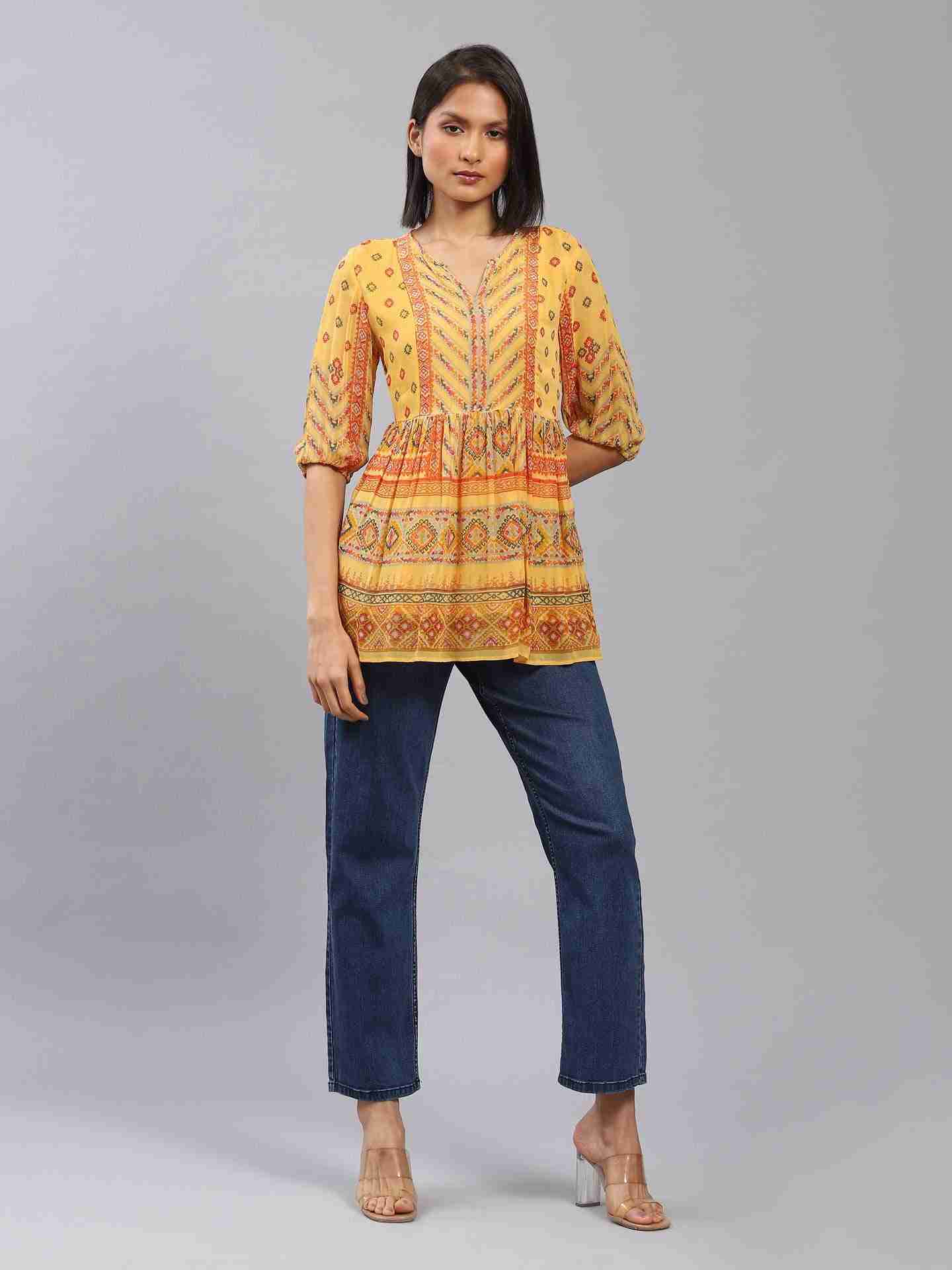 Yellow Kutch Print Top