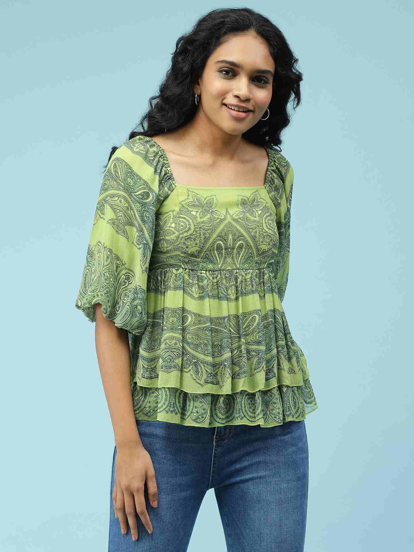 Green Dream Flower Star Top