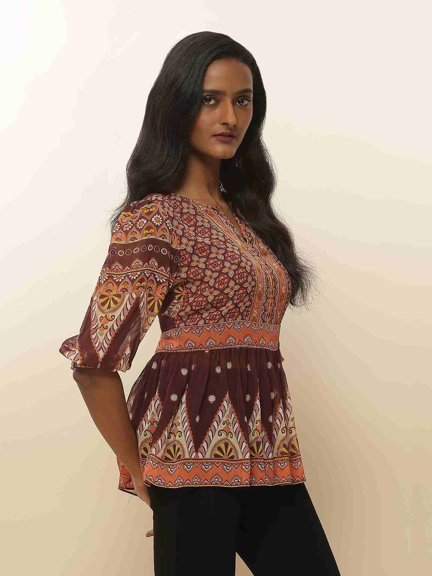Brown Asper Peasant Top