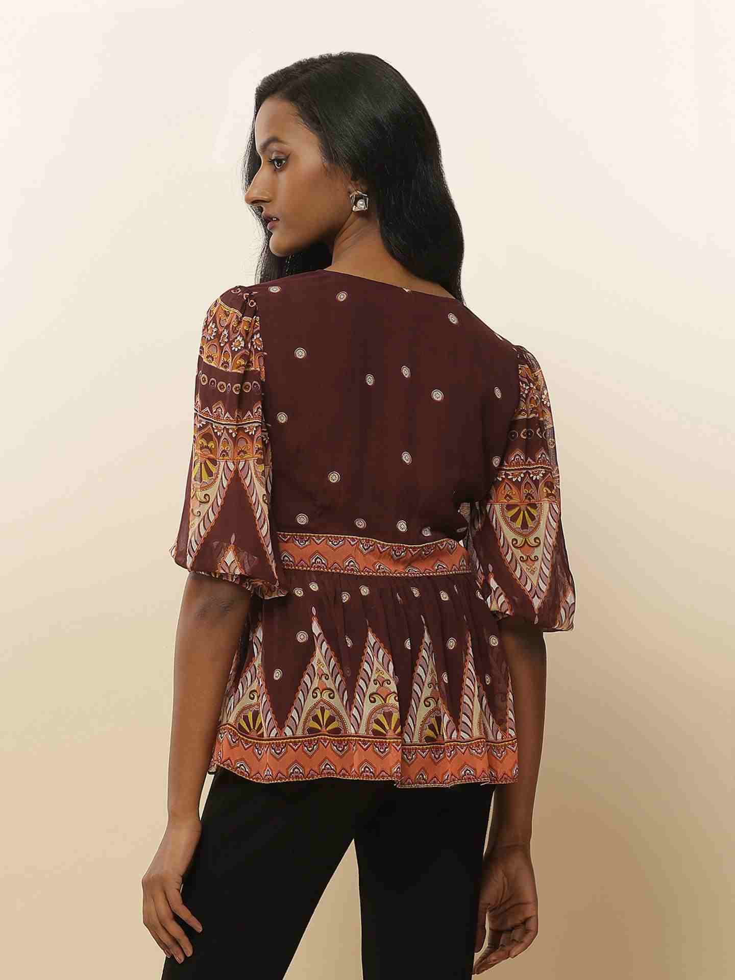 Brown Asper Peasant Top