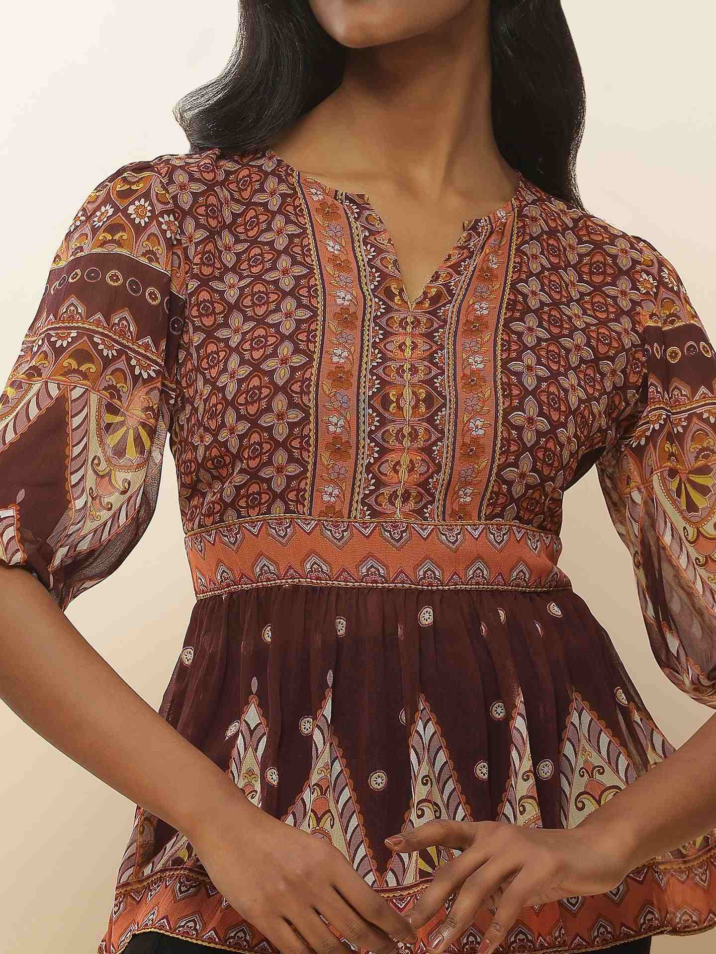 Brown Asper Peasant Top