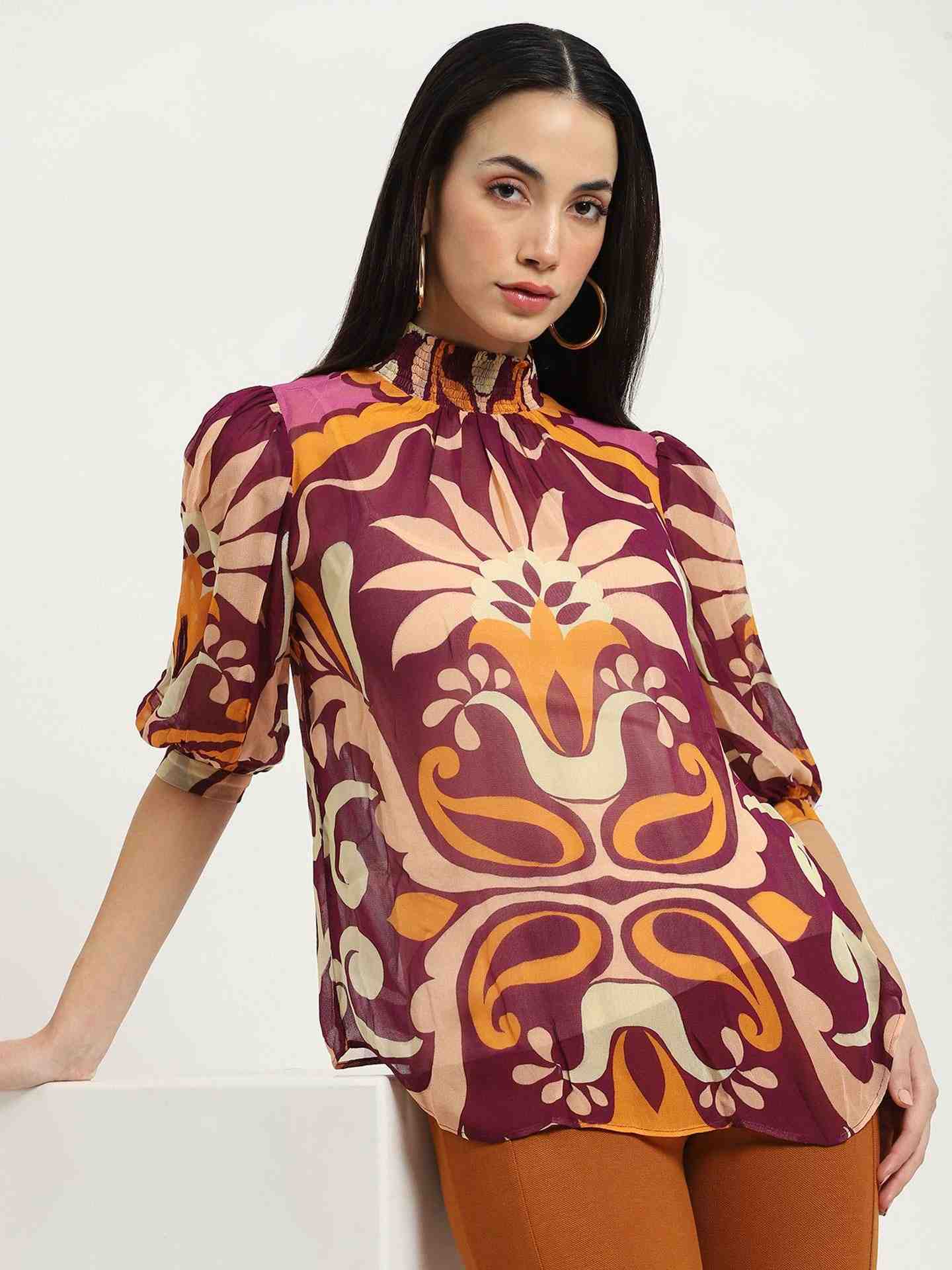 Wine Flawie Peasant Top