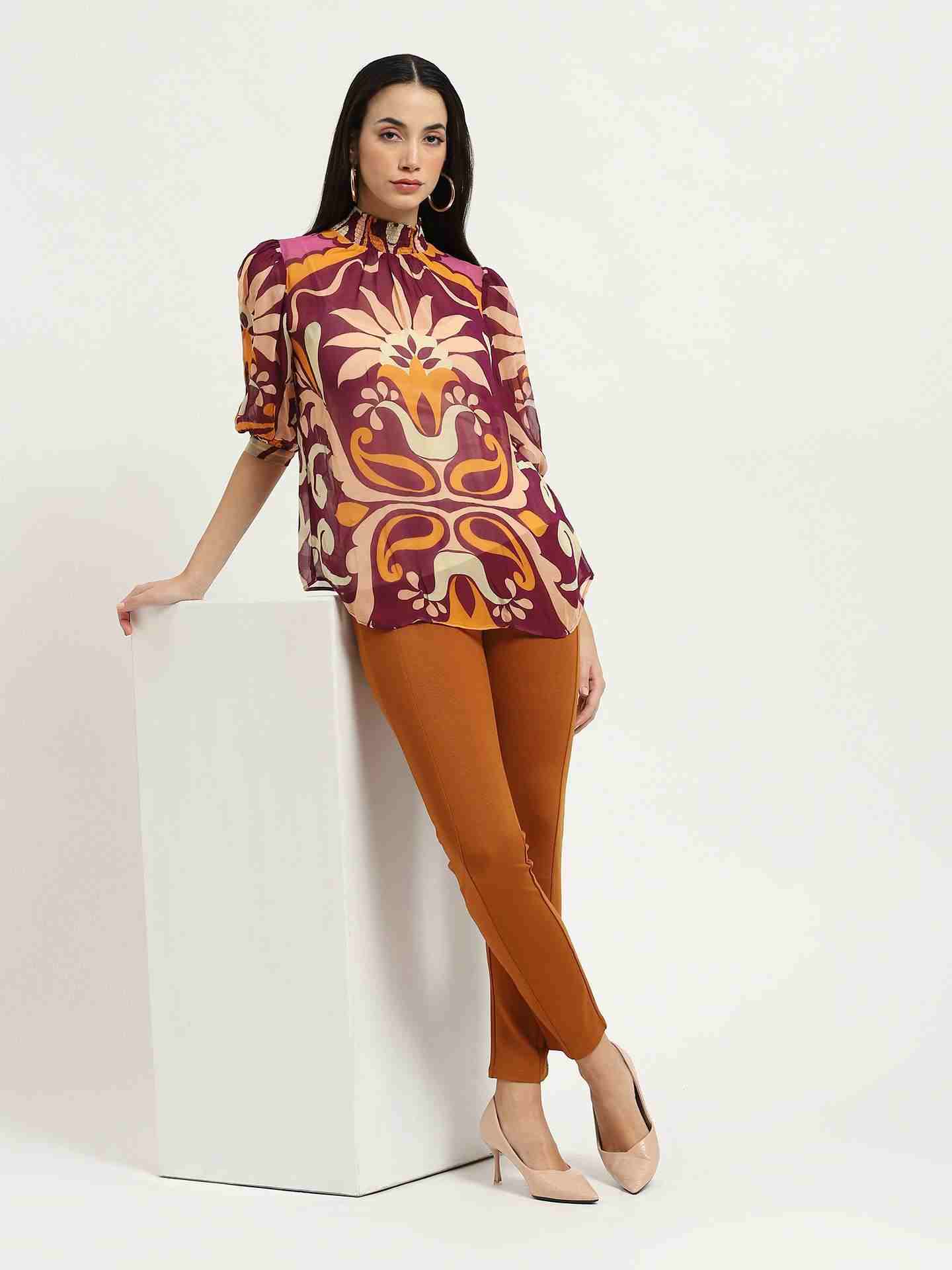 Wine Flawie Peasant Top