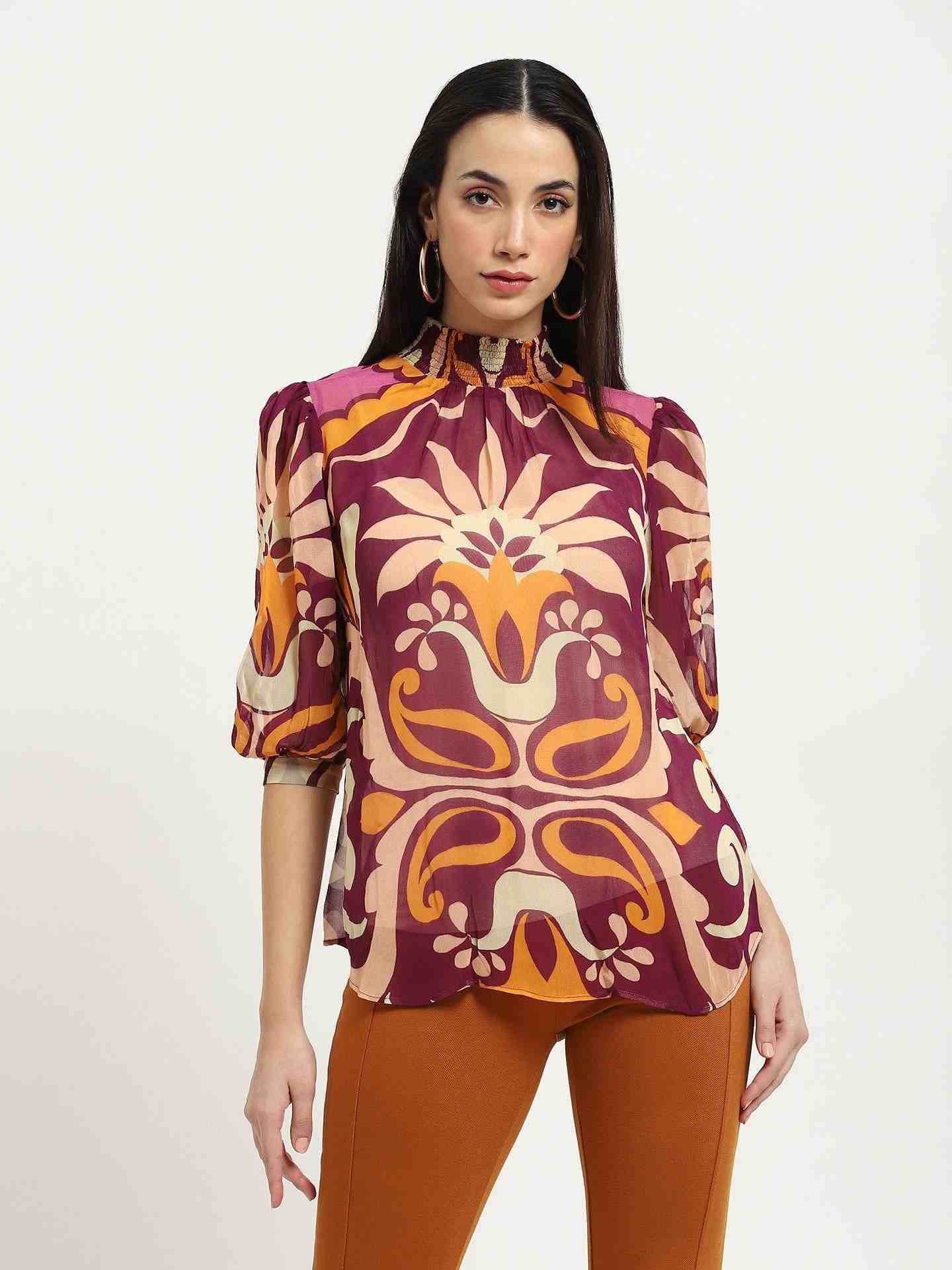 Wine Flawie Peasant Top