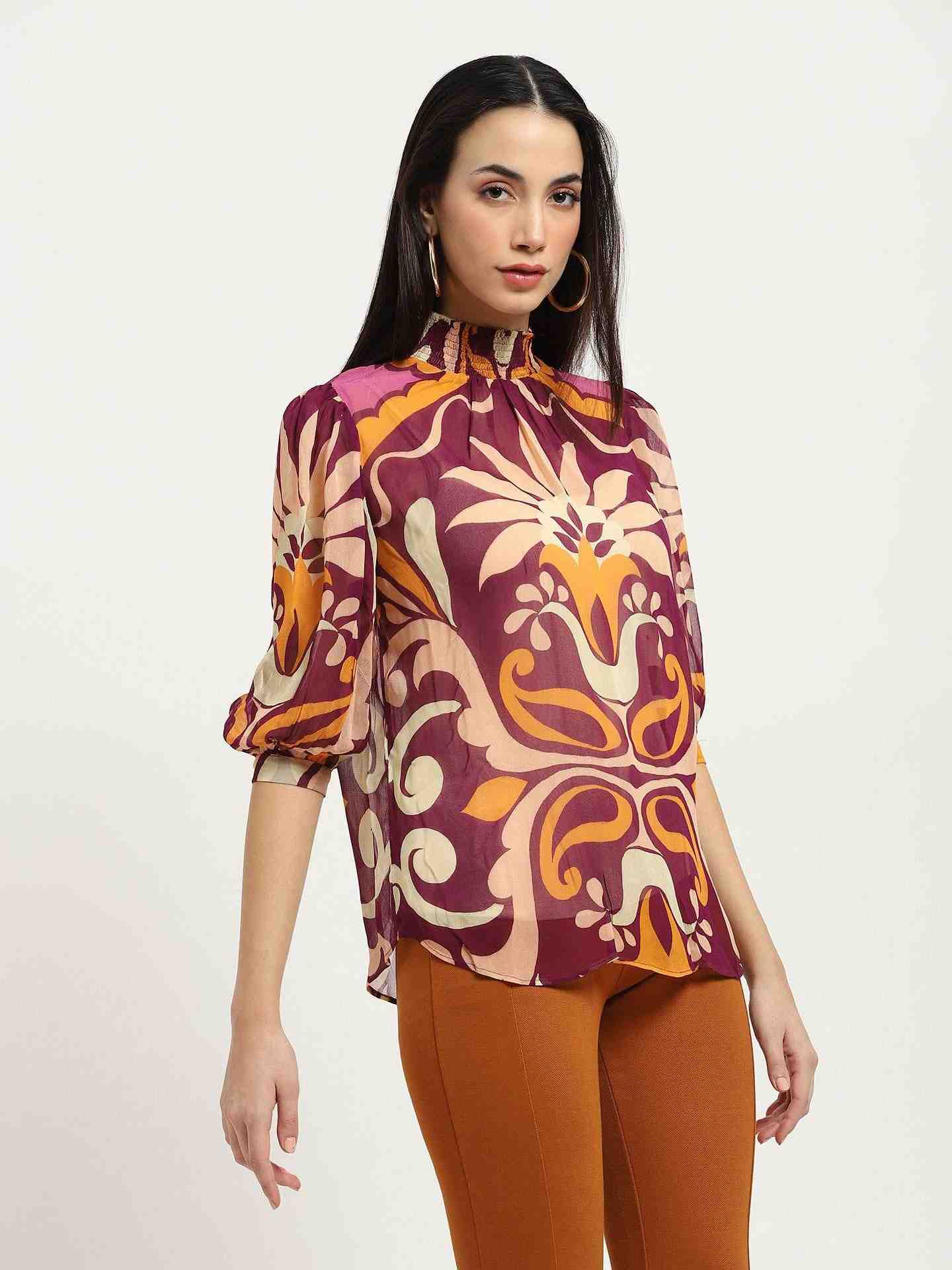 Wine Flawie Peasant Top