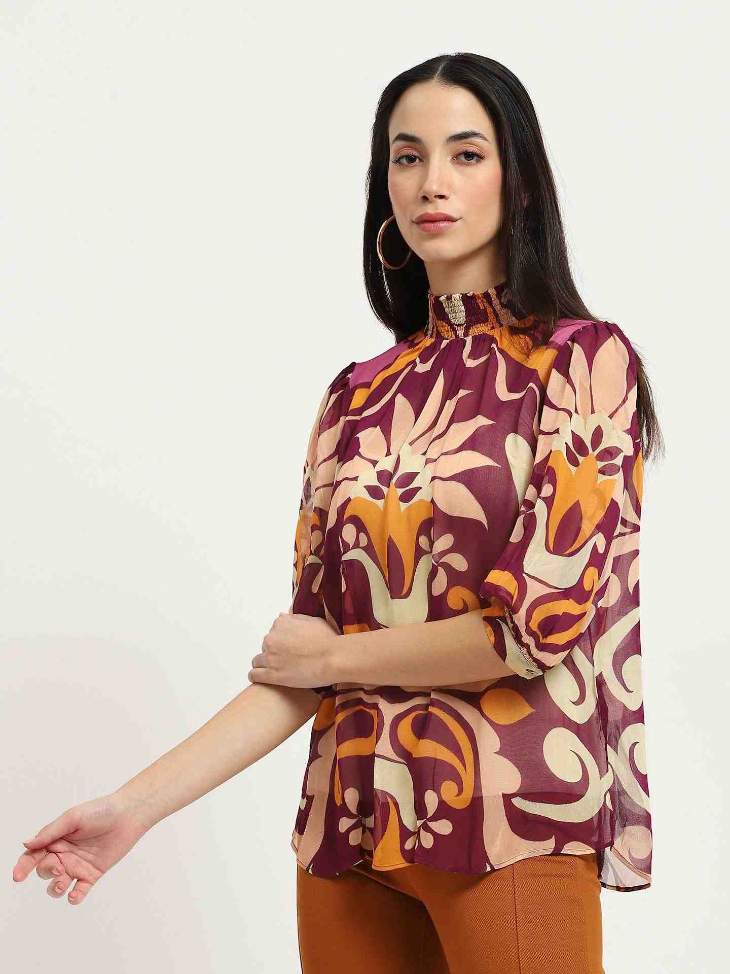 Wine Flawie Peasant Top