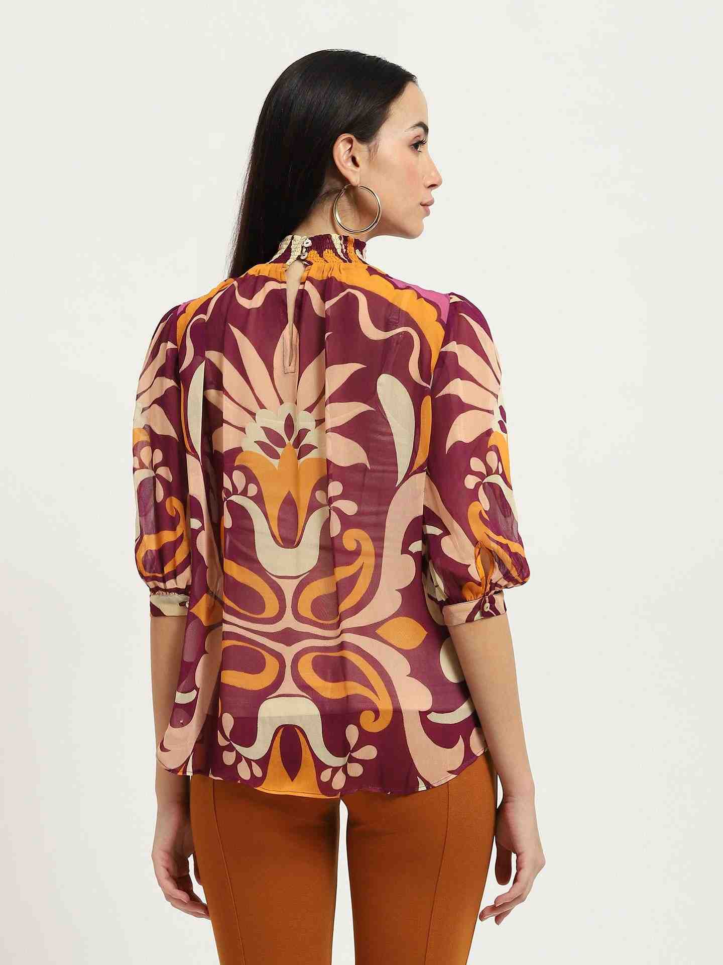 Wine Flawie Peasant Top