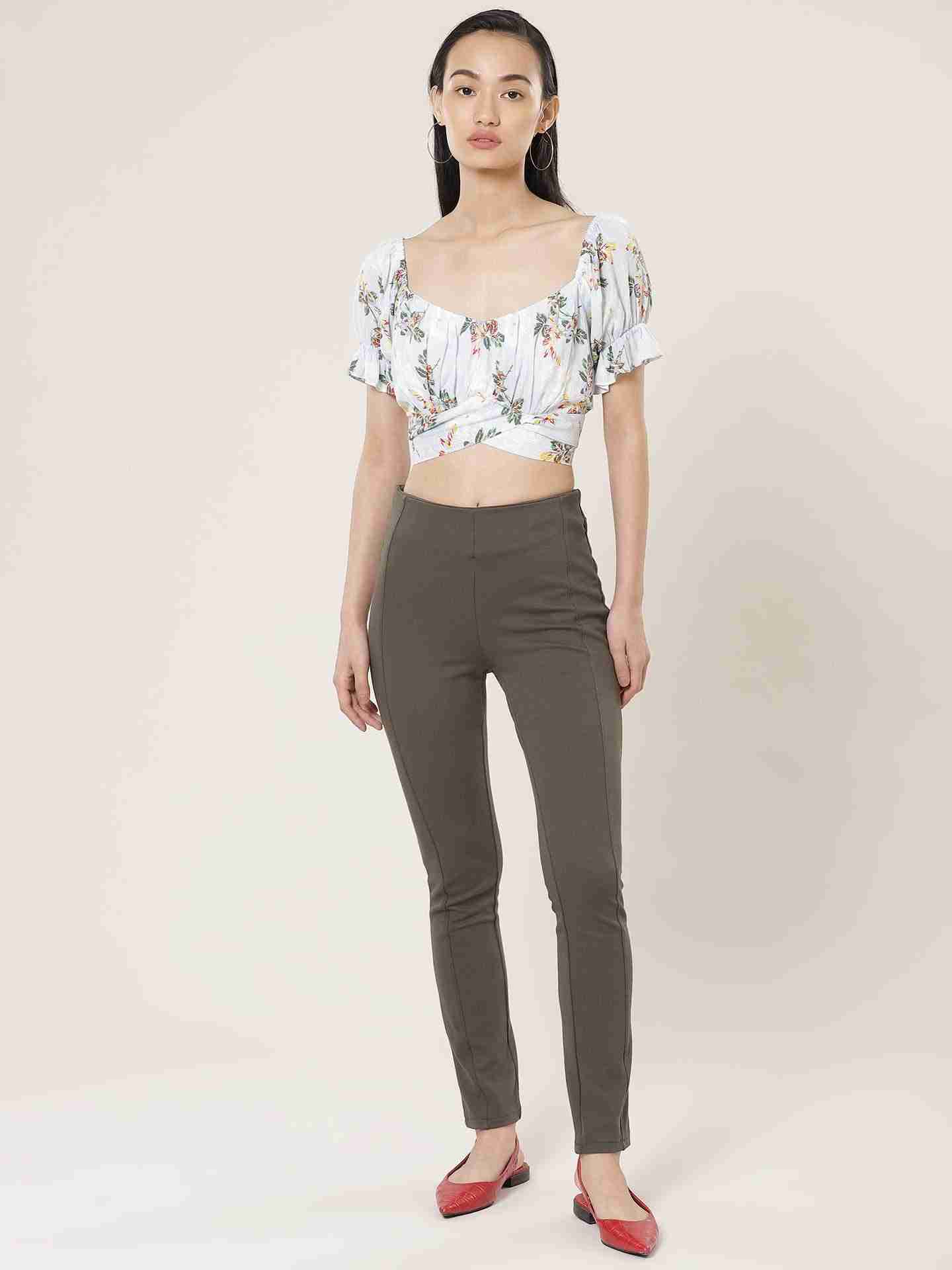 Blue Fashion Flair Floral Crop Top