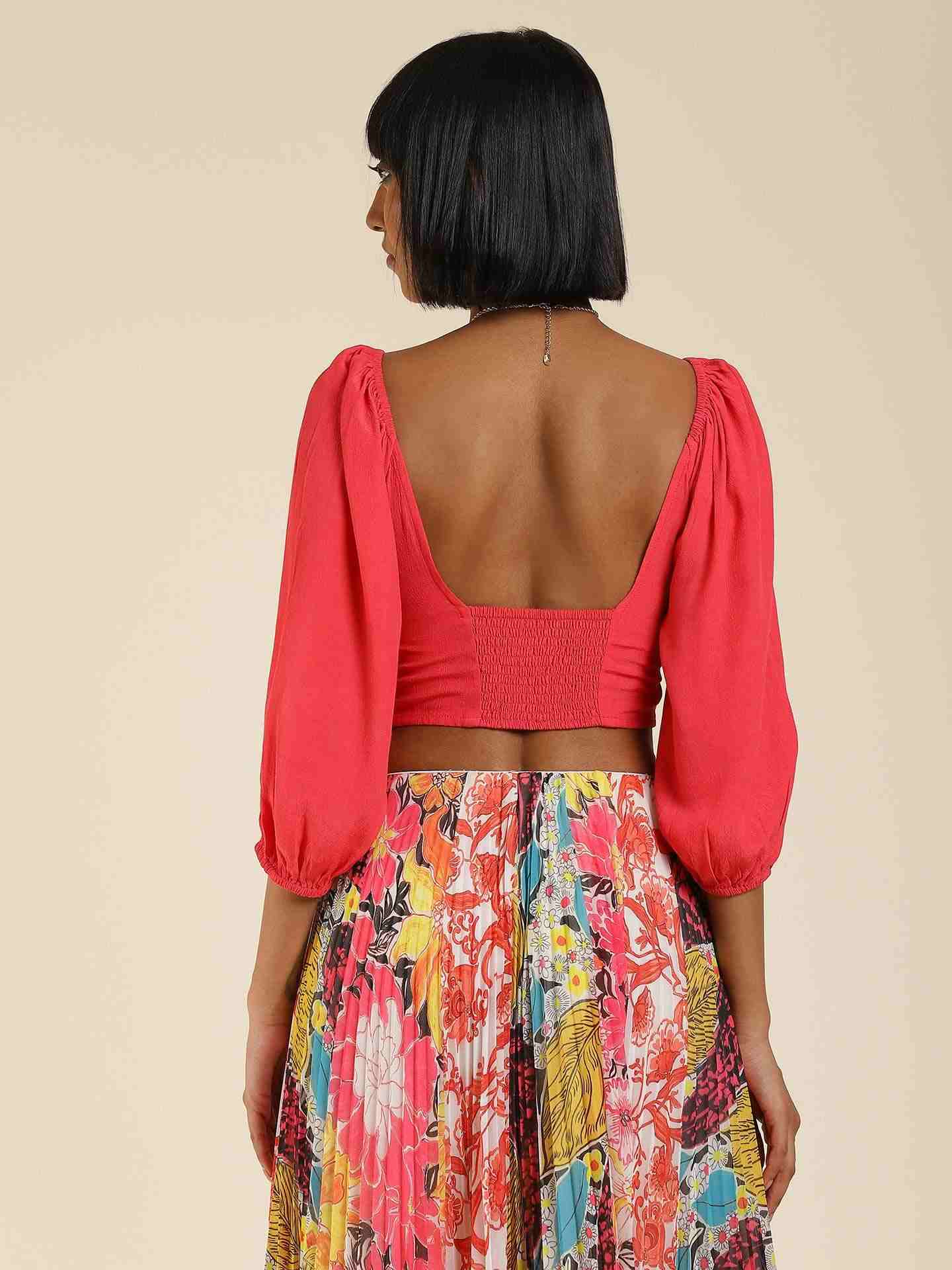 Pink Florida Patchwork Crop Top