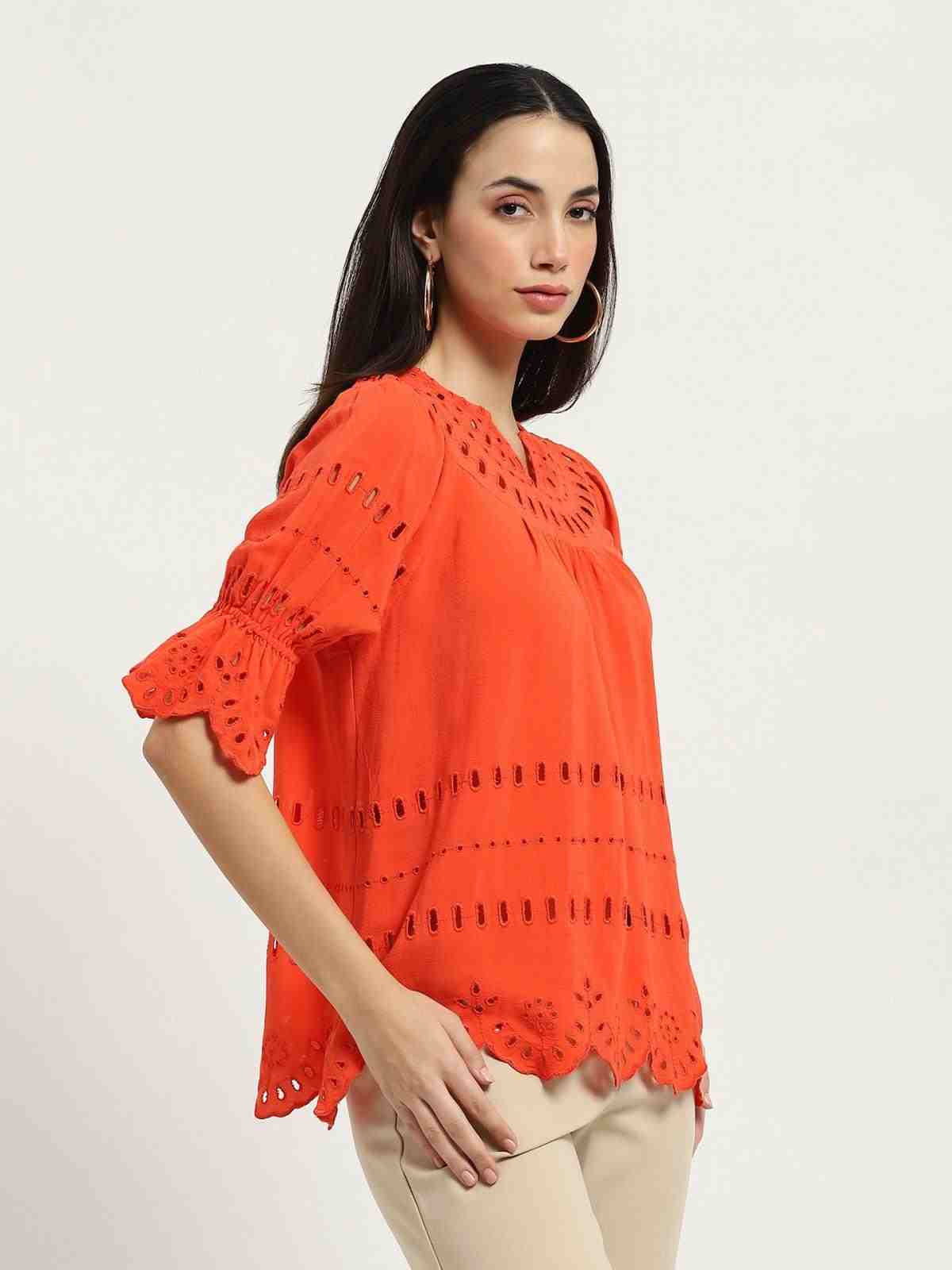 Orange Phylis Peasant Top