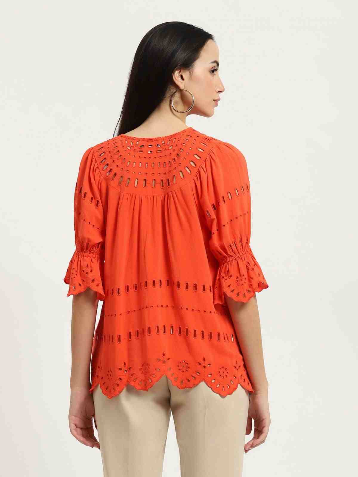 Orange Phylis Peasant Top