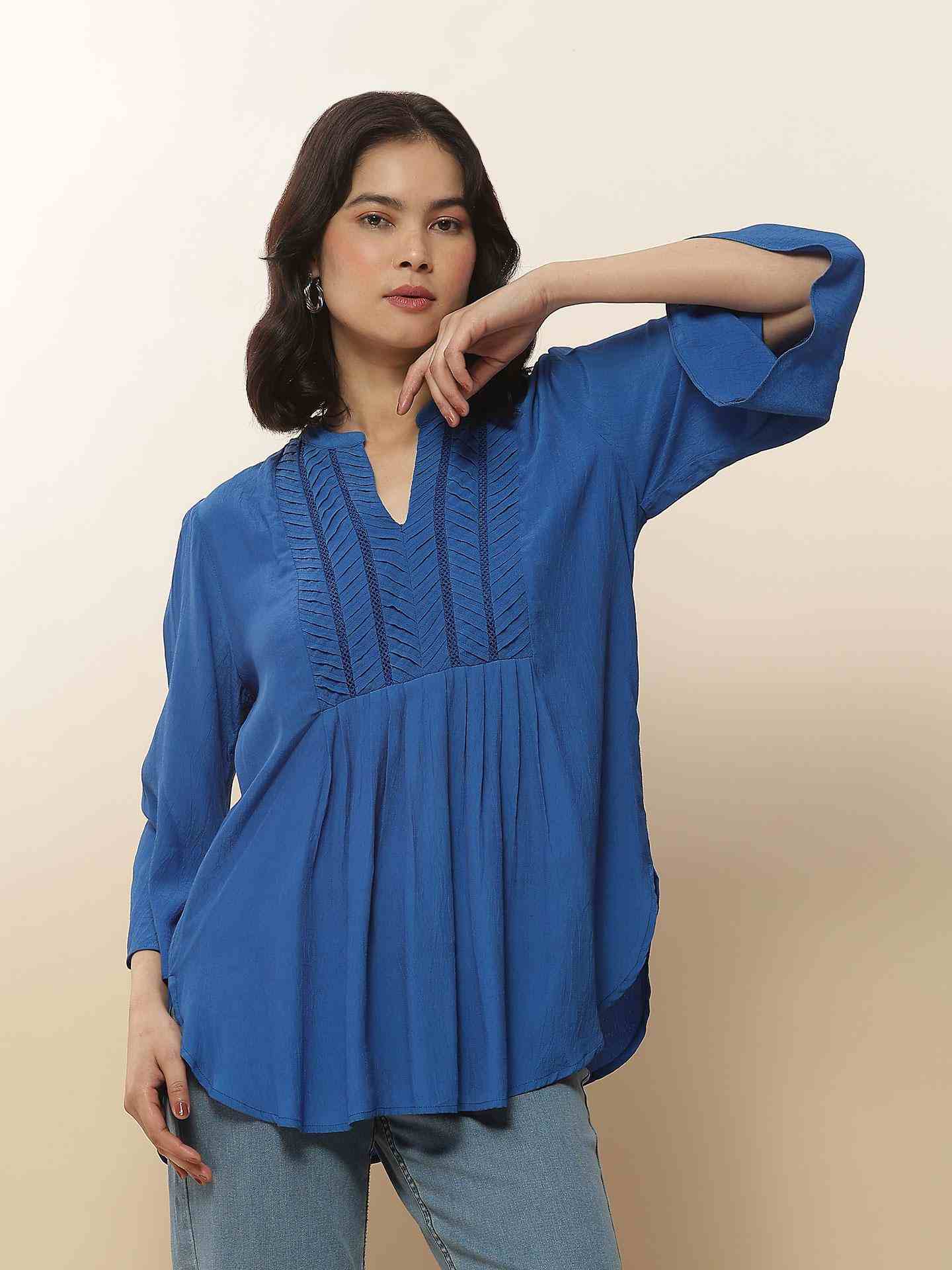 Electric Blue Electra Peasant Top