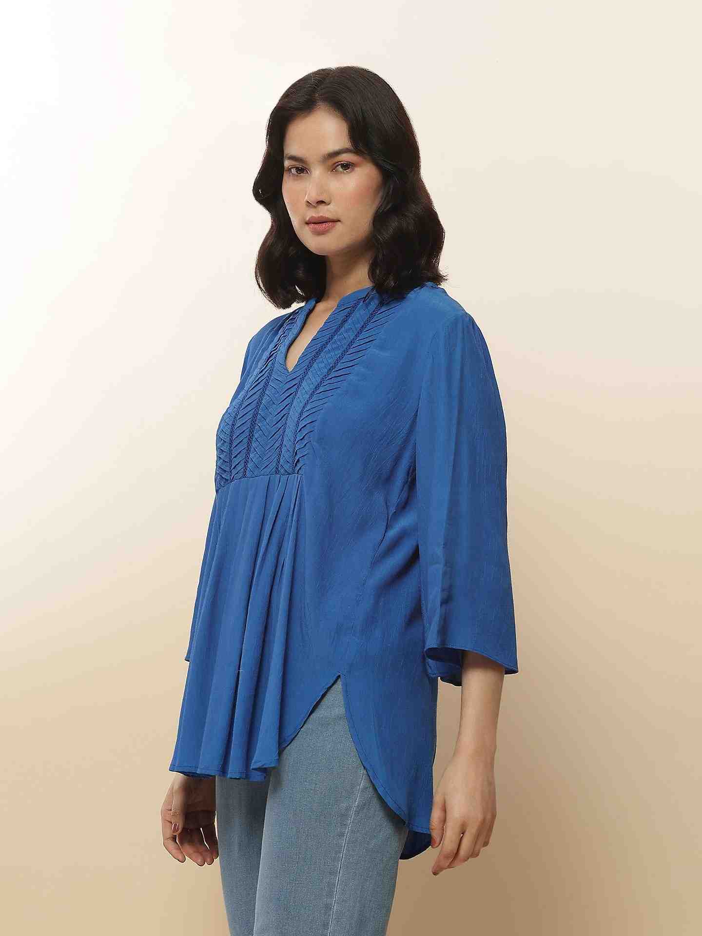 Electric Blue Electra Peasant Top