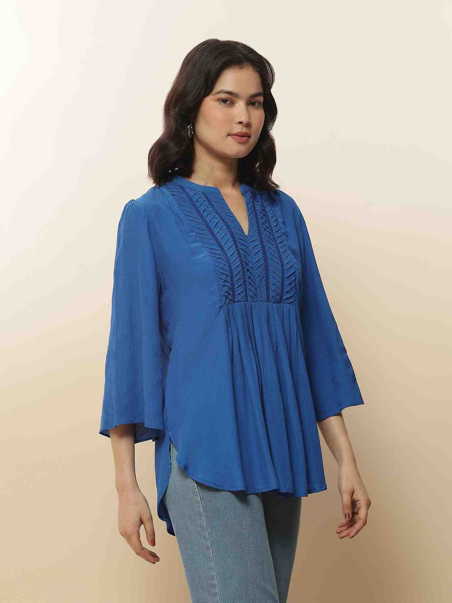 Electric Blue Electra Peasant Top