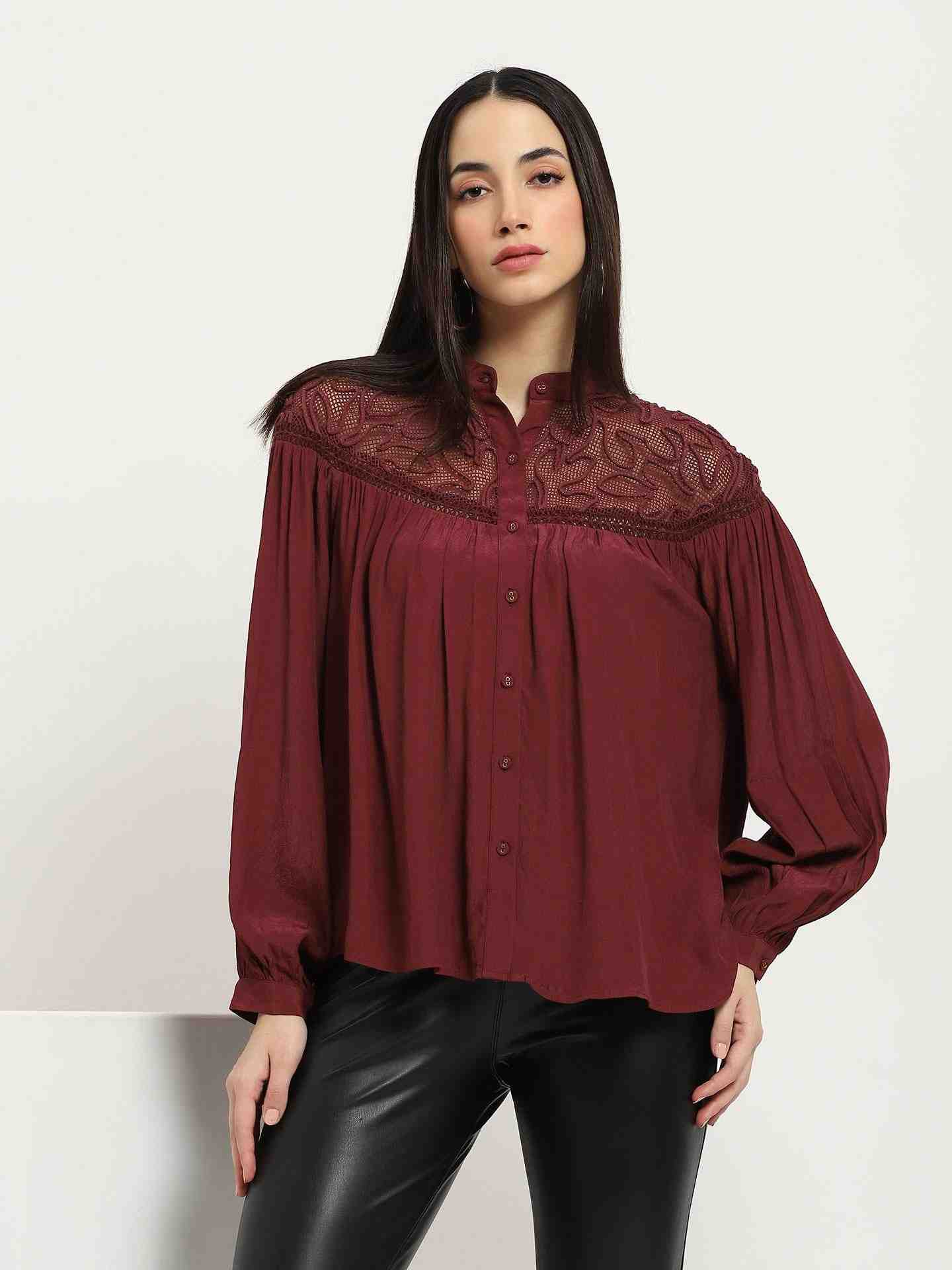 Wine Josephine Peasant Top