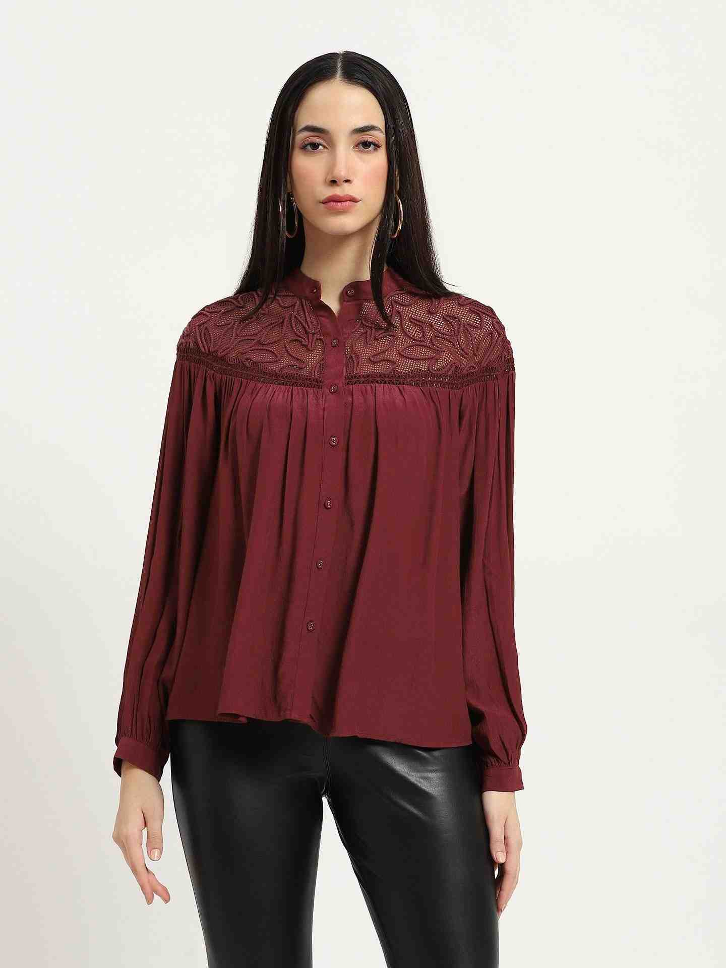 Wine Josephine Peasant Top
