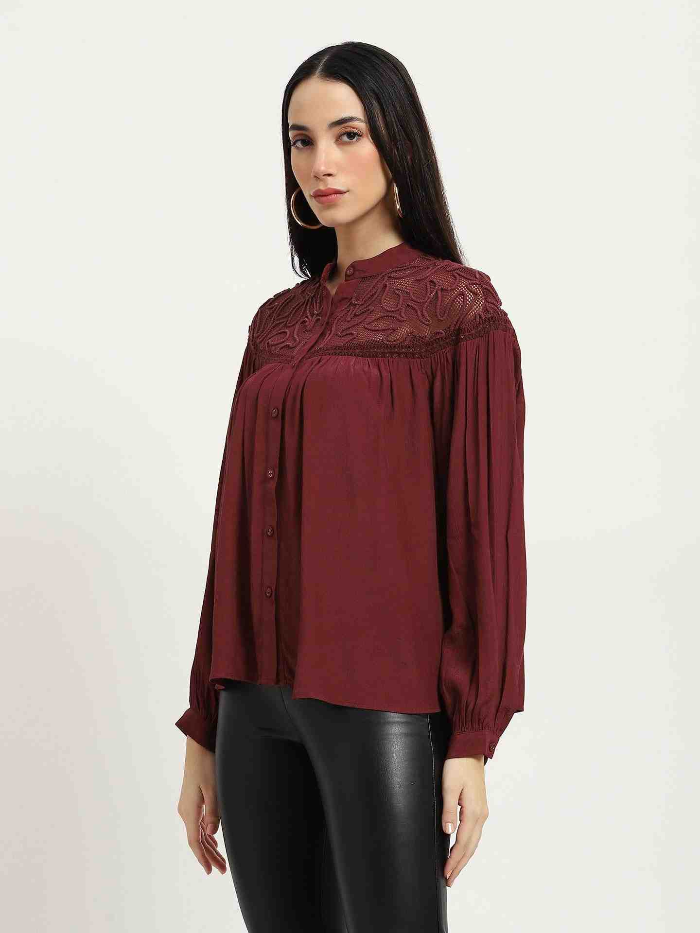 Wine Josephine Peasant Top