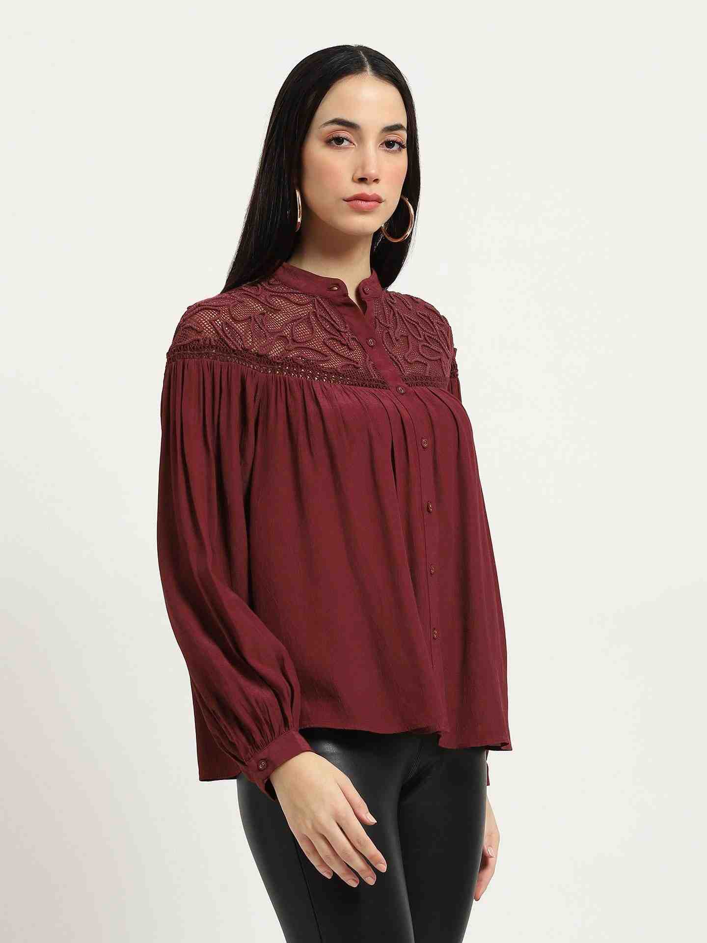 Wine Josephine Peasant Top