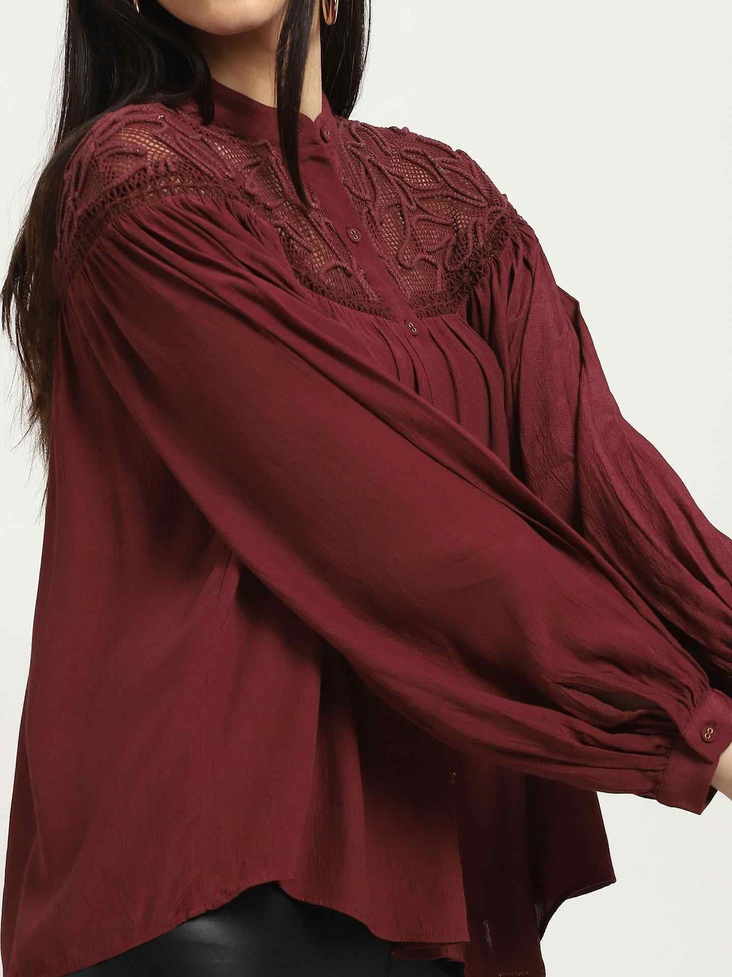 Wine Josephine Peasant Top