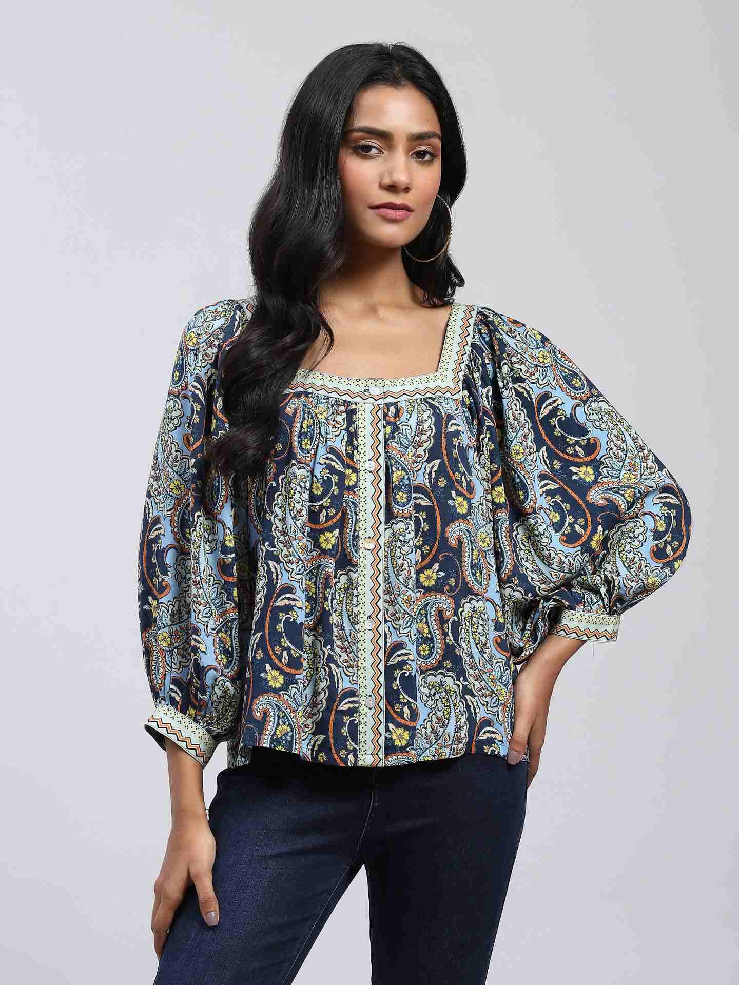 Navy Zinnia Top