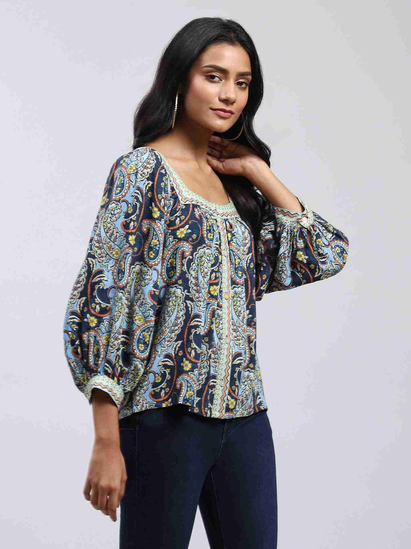 Navy Zinnia Top