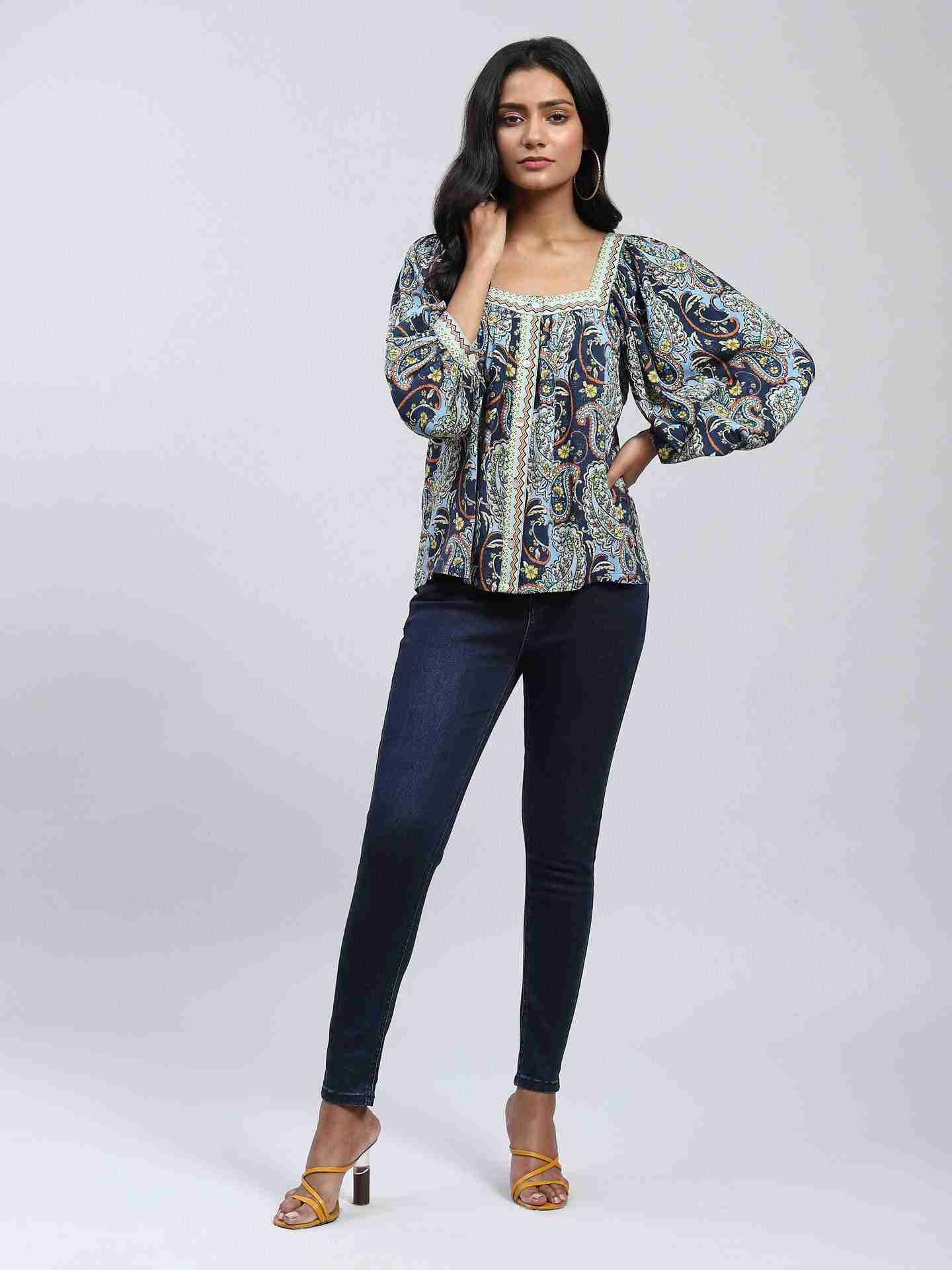 Navy Zinnia Top